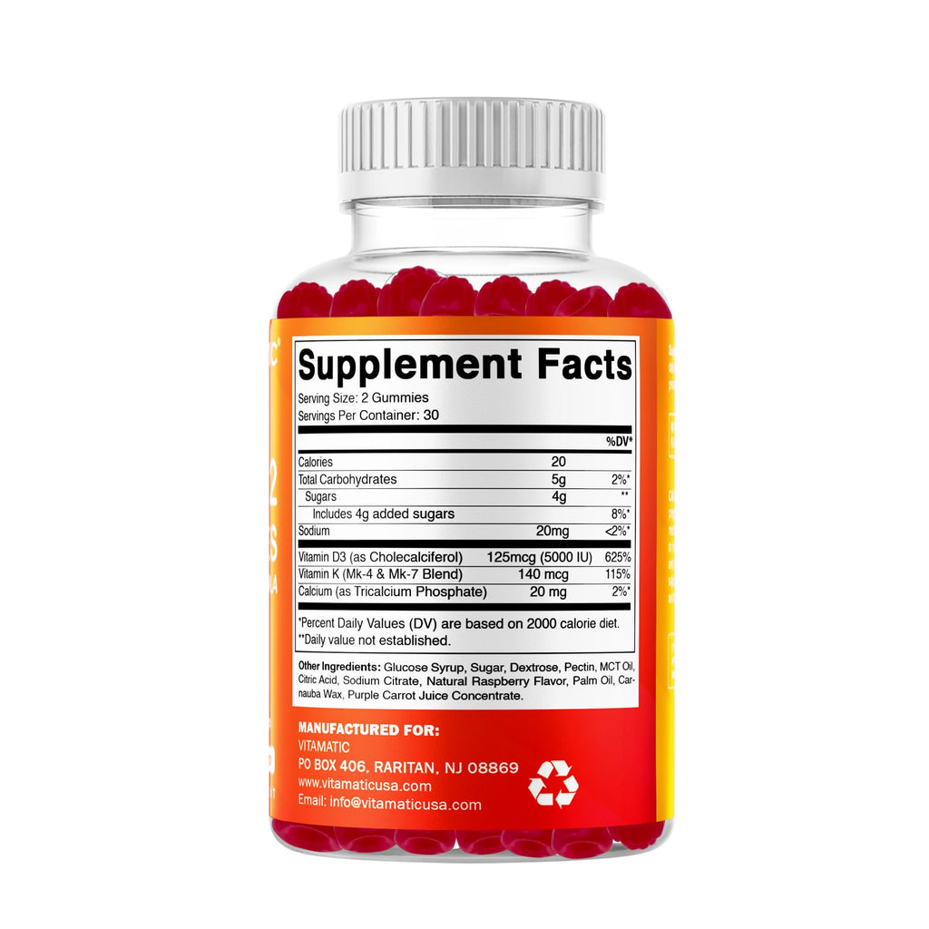 Vitamatic Vitamin D3 & K2 Gummies | Plant-Based Formula

