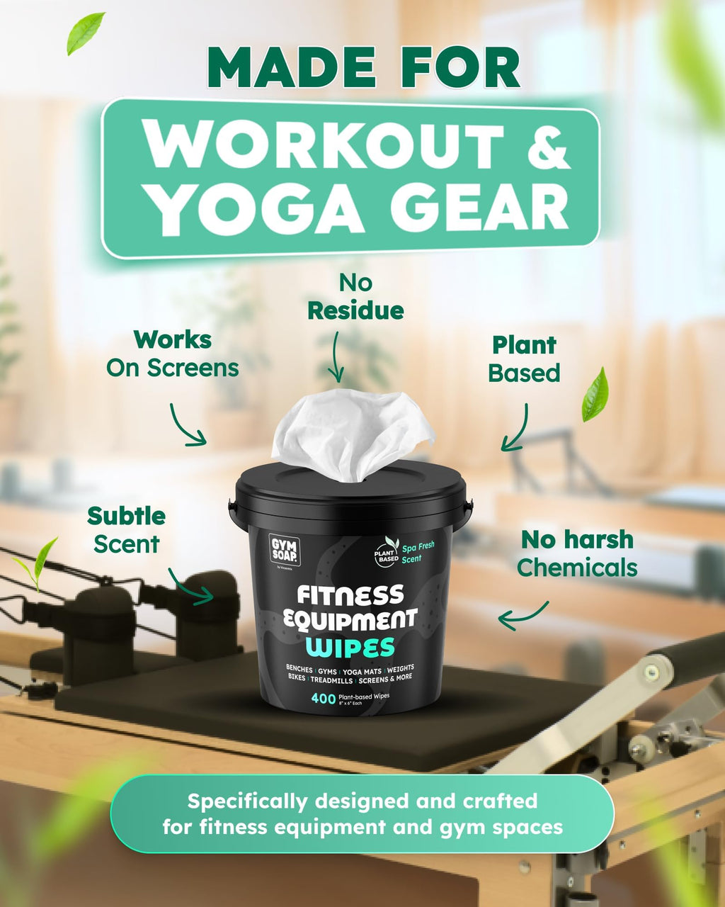 GymSoap Plant-Based Gym Equipment Wipes

