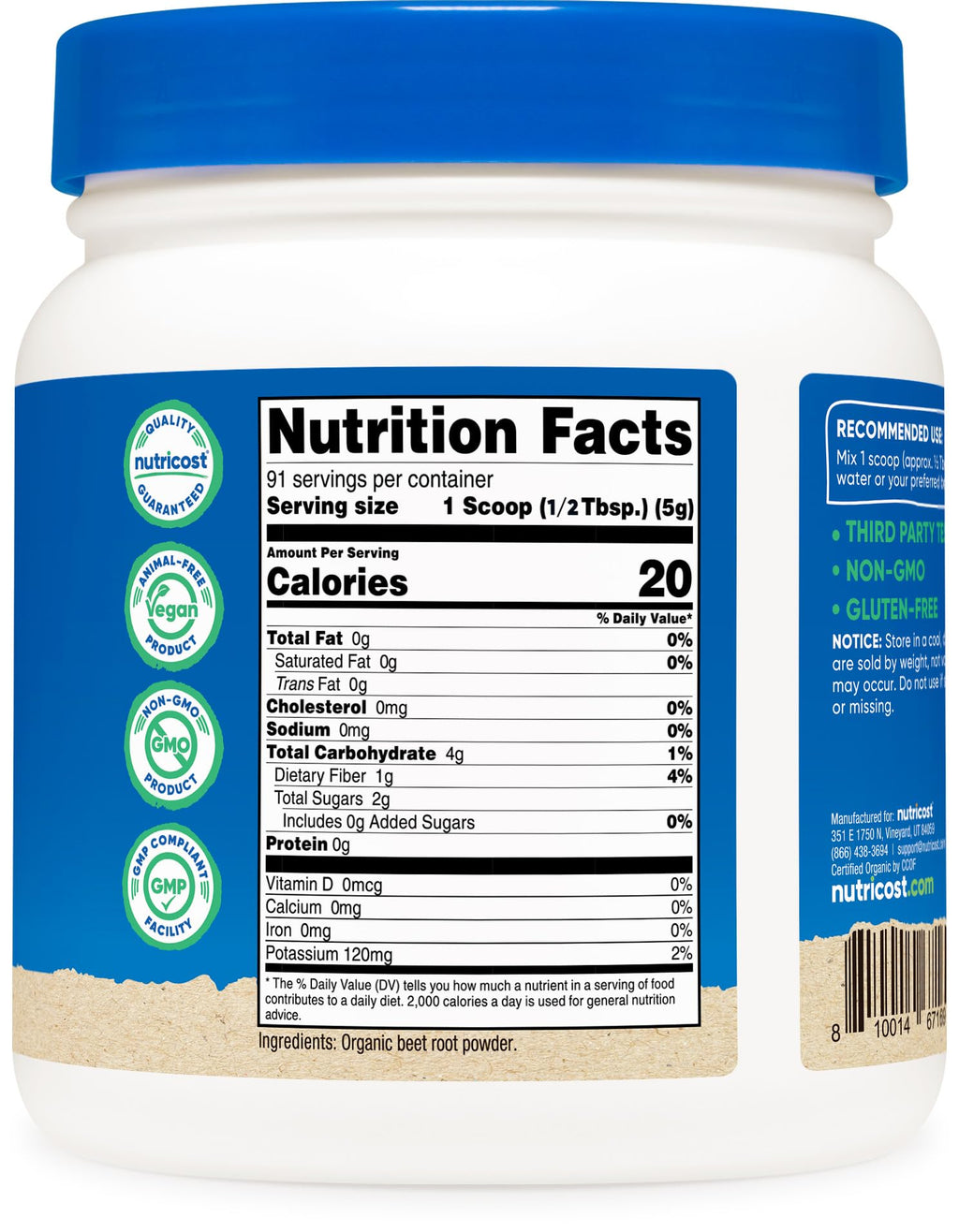 Nutricost Organic Beet Root Powder - Vegan, USDA Organic

