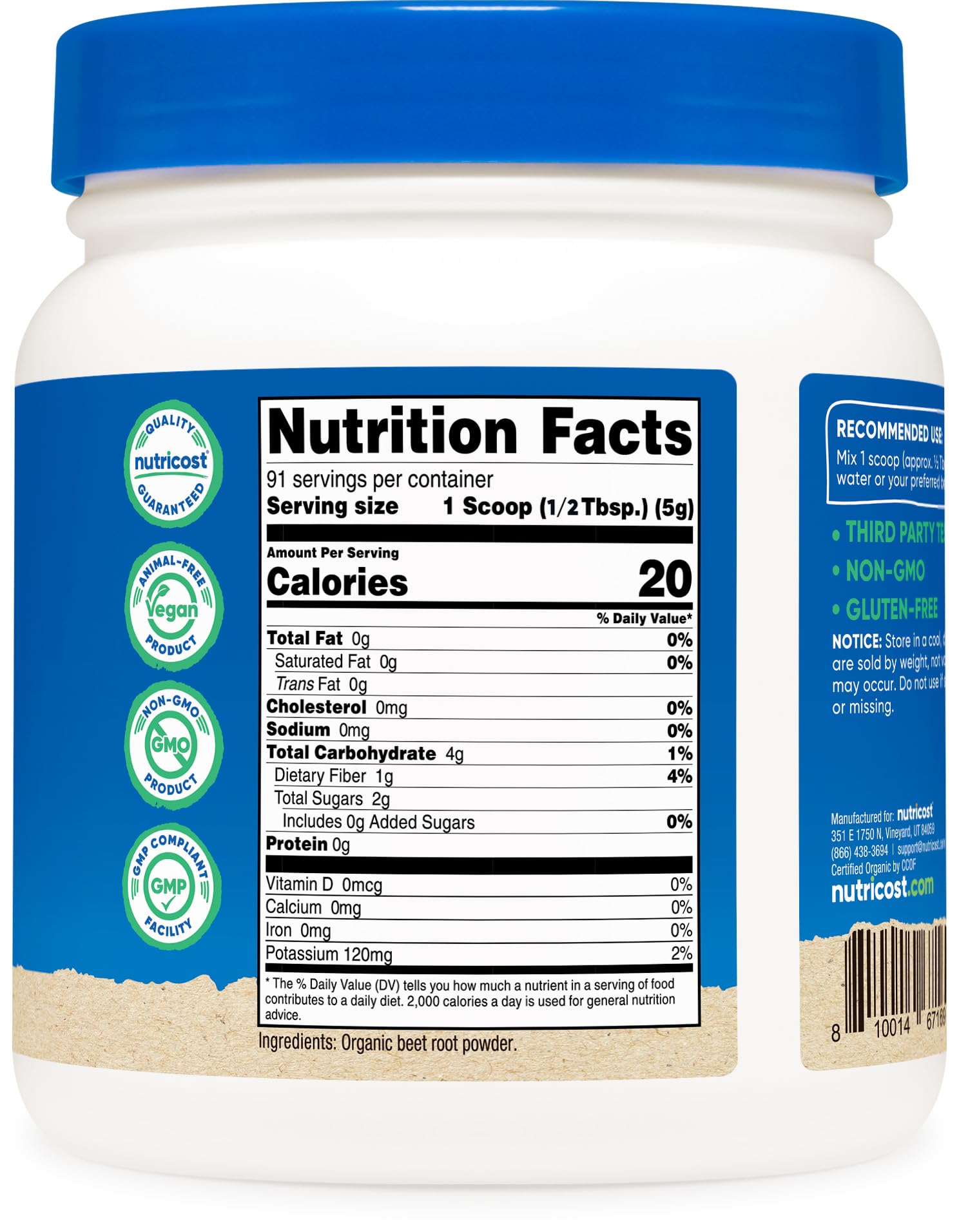 Nutricost Organic Beet Root Powder - Vegan, USDA Organic

