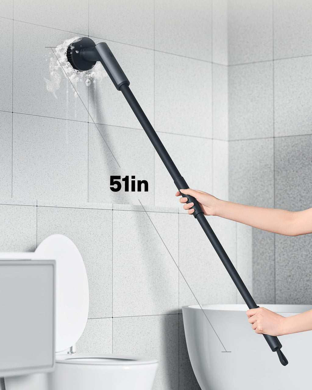HOTO Cordless Spin Scrubber IPX7 Waterproof Long Handle

