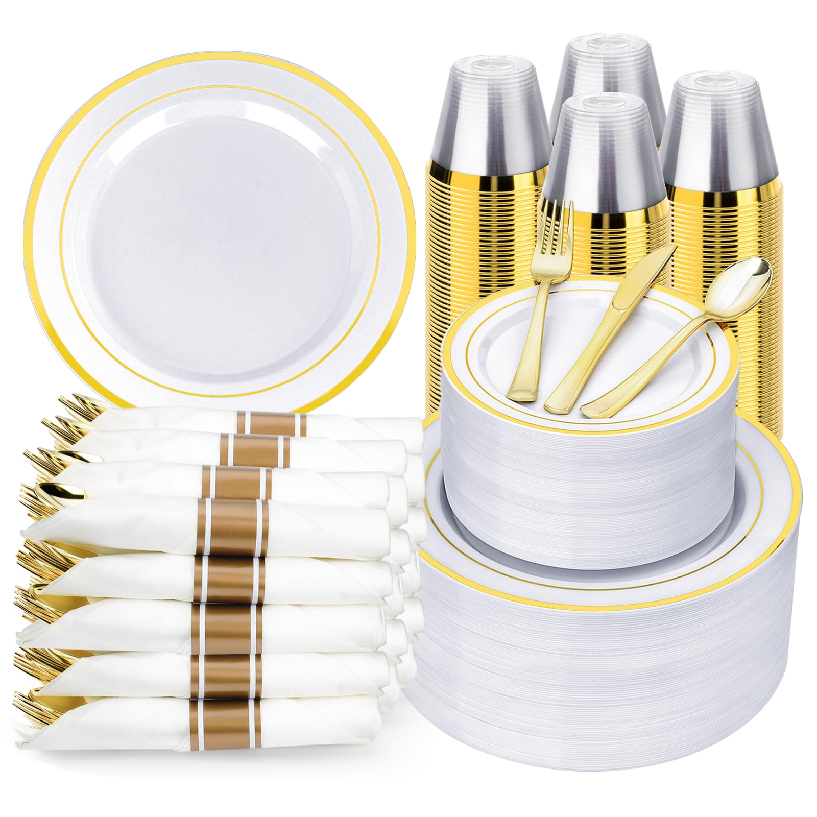 BESTVIP Disposable Plastic Dinnerware Set for Parties