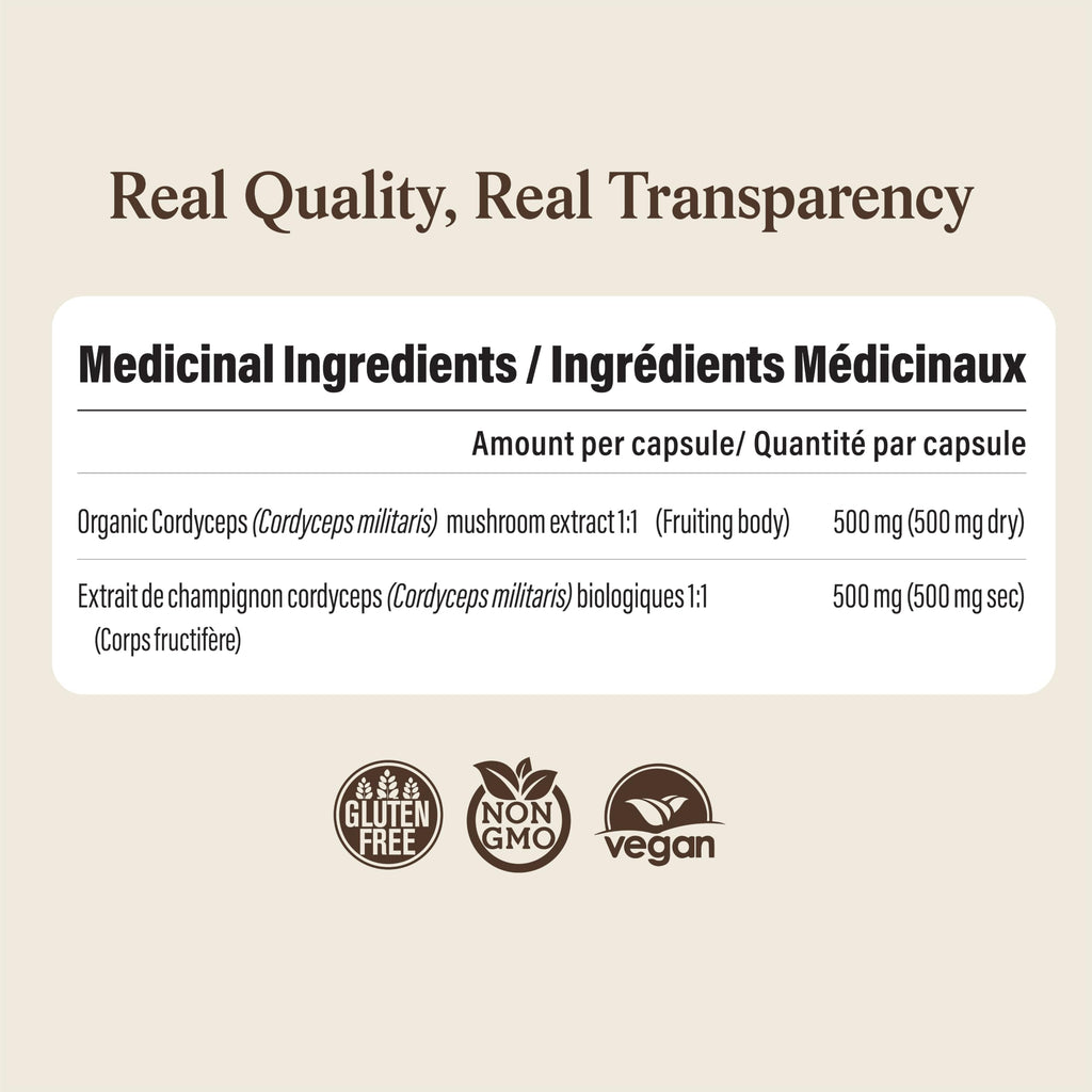 Real Mushrooms Cordyceps Capsules with Beta Glucans

