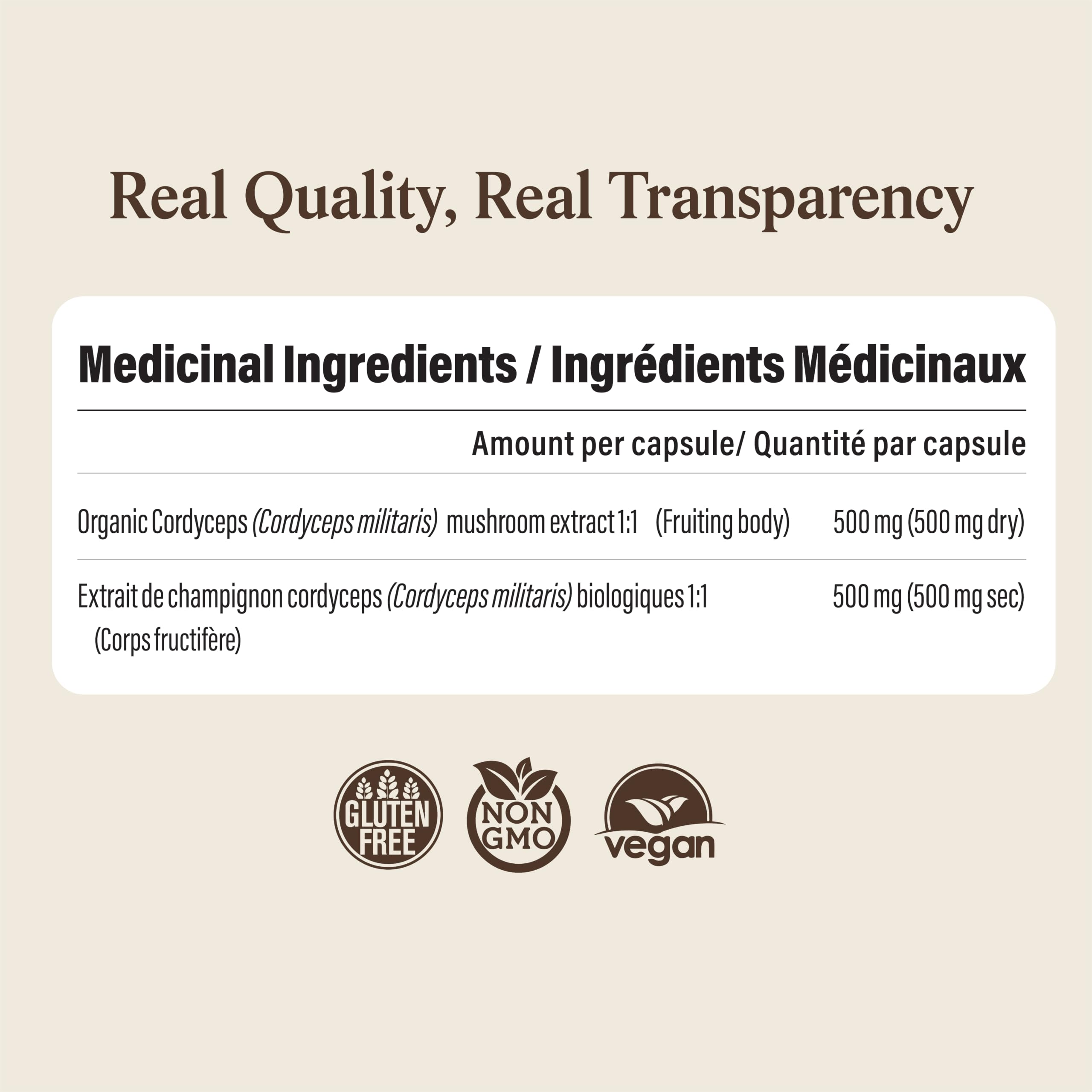 Real Mushrooms Cordyceps Capsules with Beta Glucans

