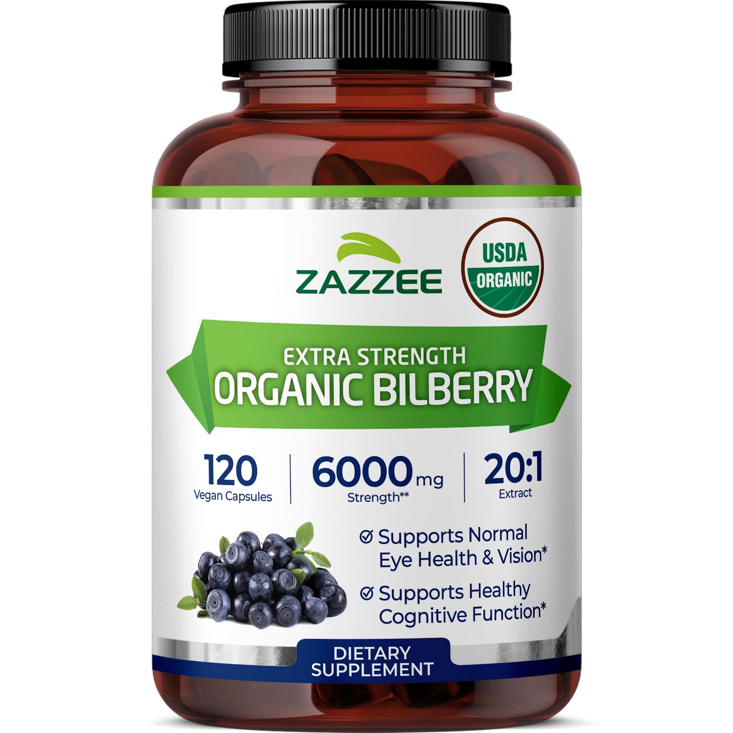 Zazzee Organic Bilberry Extract for Eye Health

