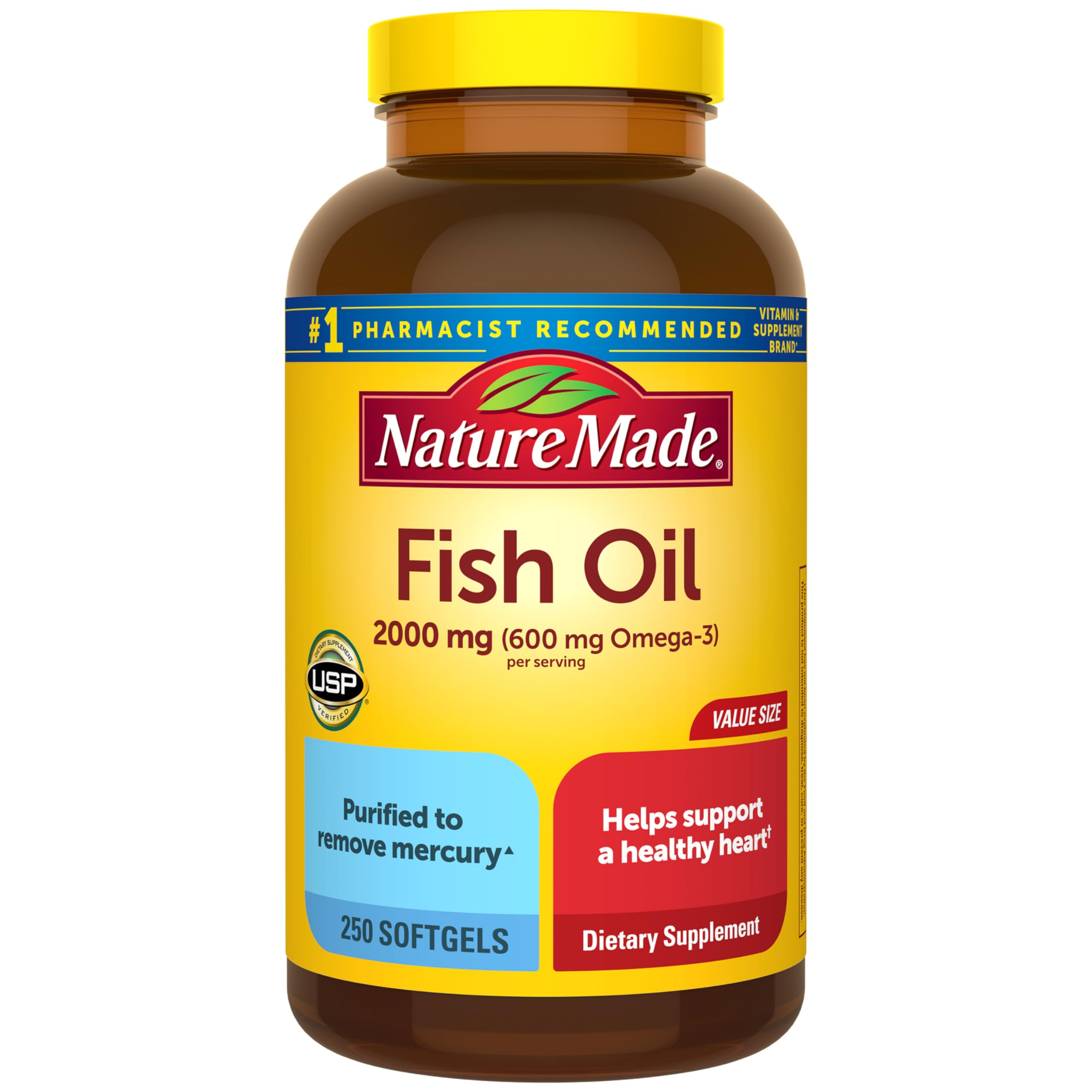 Nature Made Fish Oil Omega-3 Softgels for Heart Health

