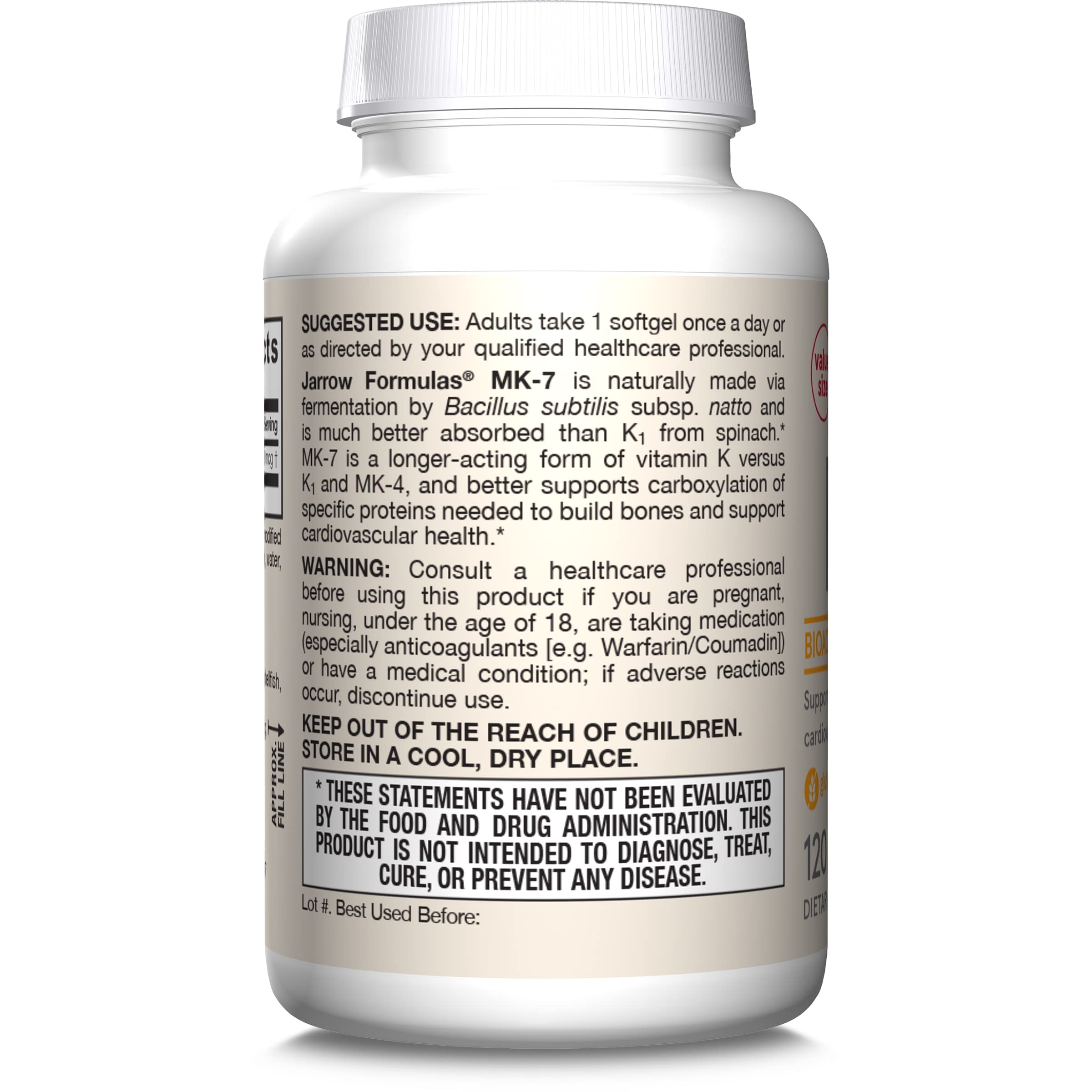 Jarrow Formulas MK-7 Vitamin K2 Softgels 90 mcg

