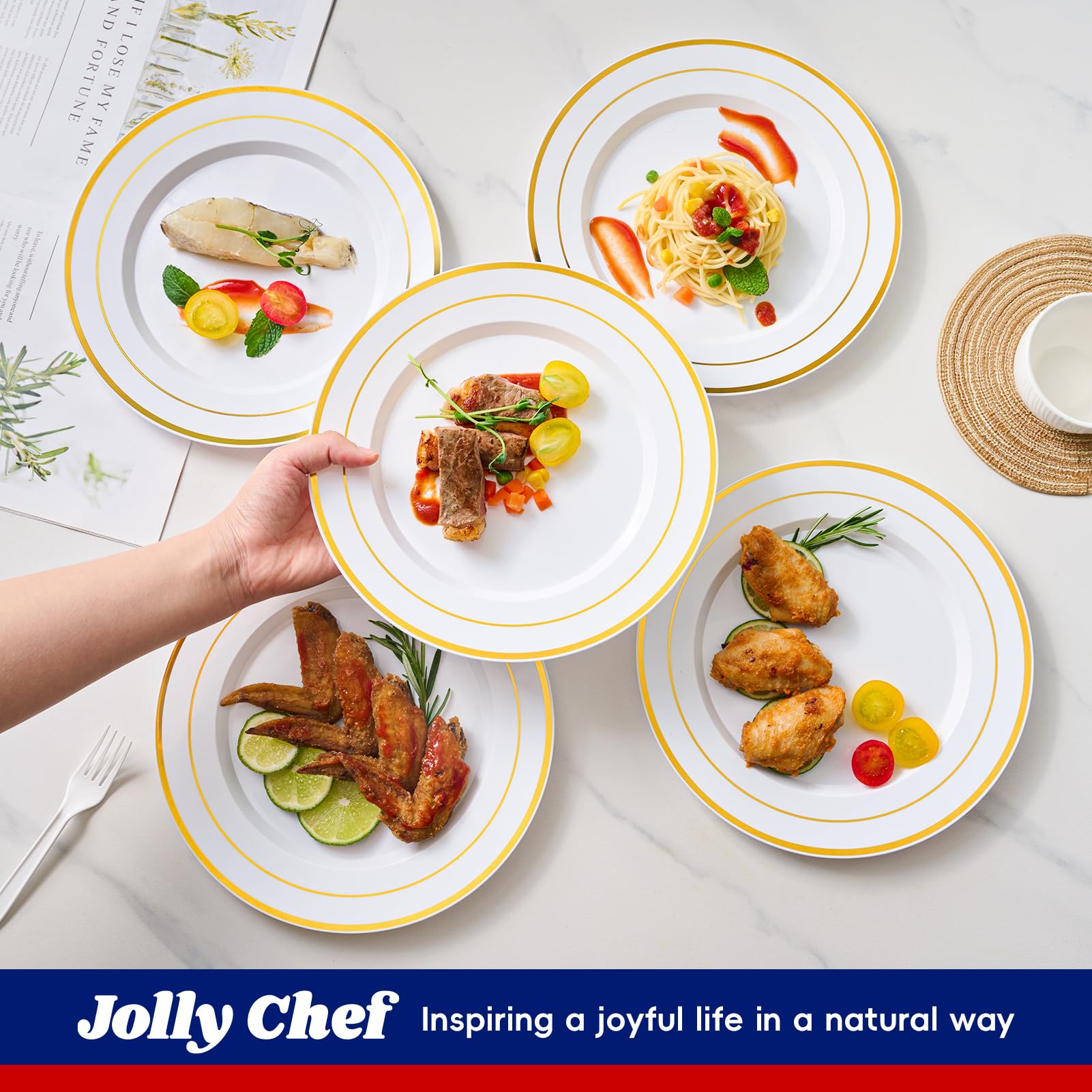 JOLLY CHEF Disposable Plastic Plates – 10 Inch

