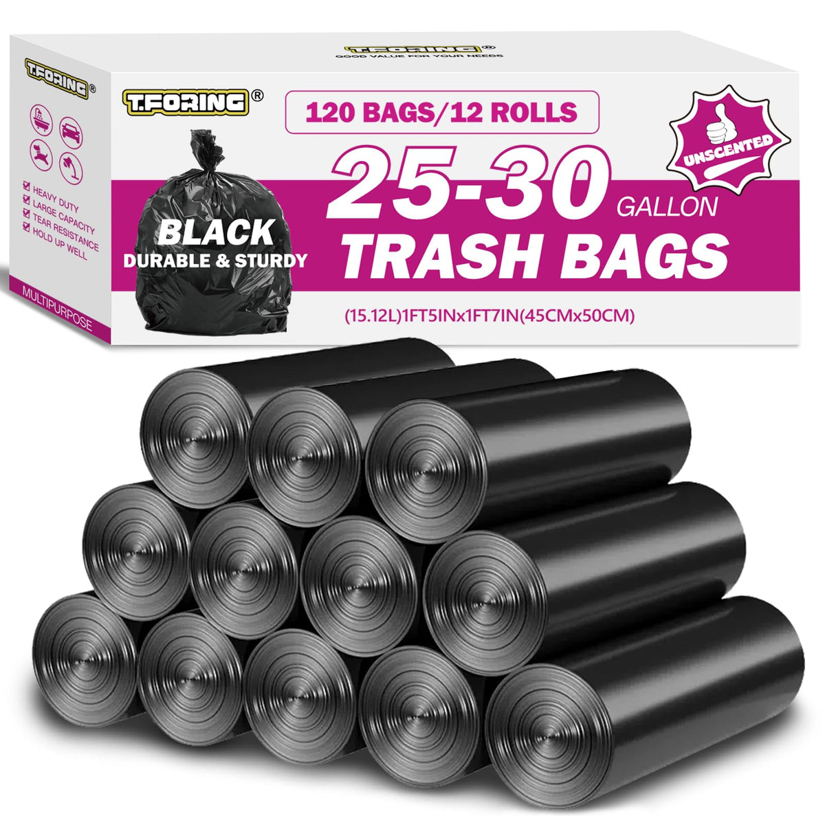 TFORING Heavy Duty Trash Bags for Commercial Use