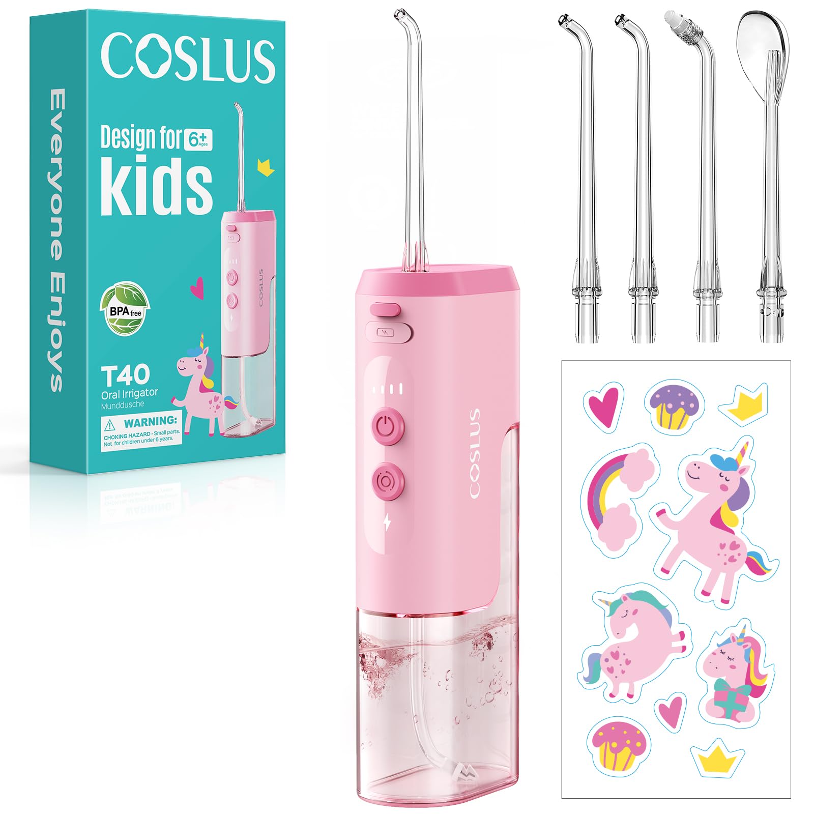 COSLUS Kids Water Flosser T40 Portable - 4 Modes

