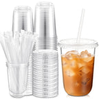 Ziliny PET Cups with Lids and Straws for Cold Drinks

