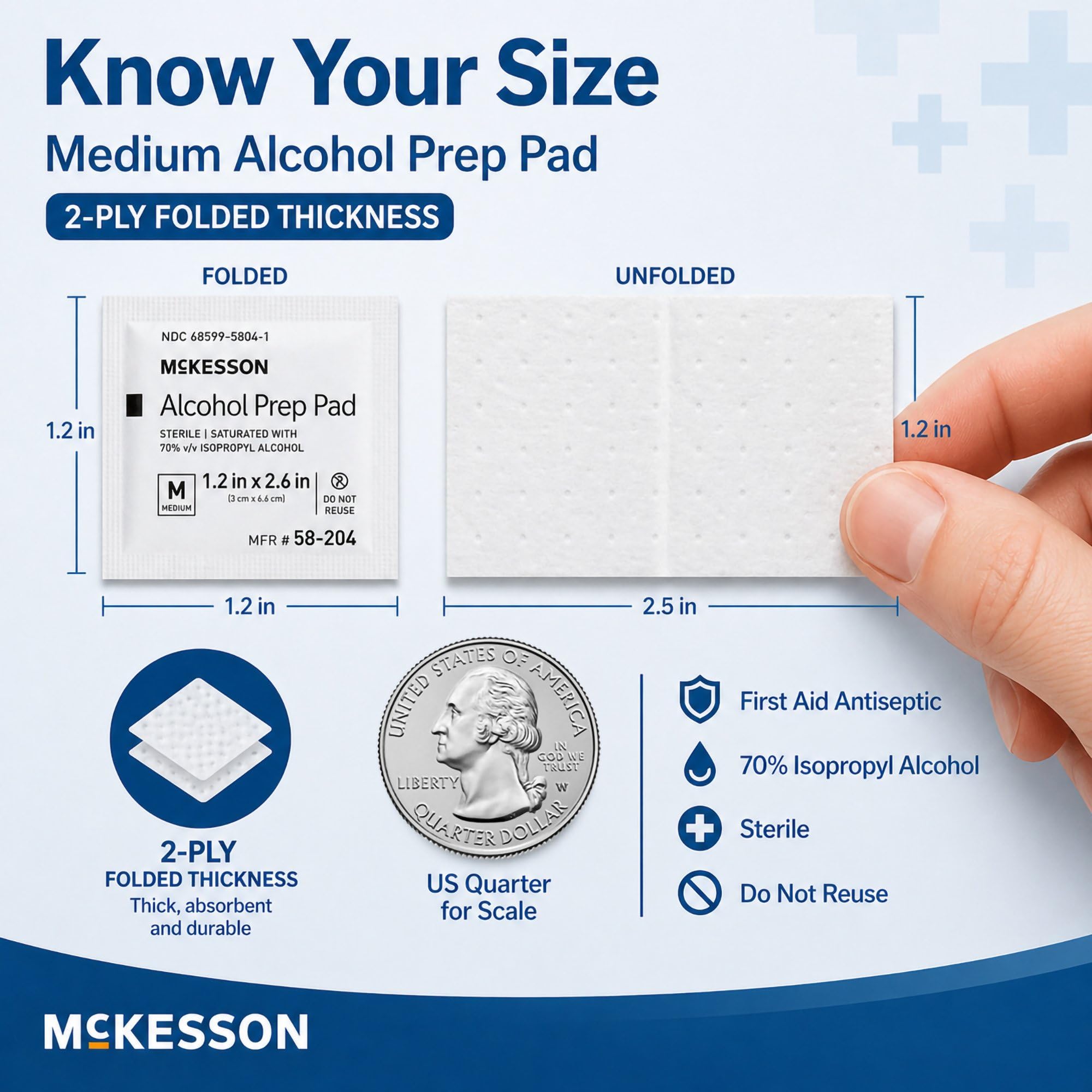 McKesson Alcohol Prep Pads - Sterile 70% Isopropyl Alcohol

