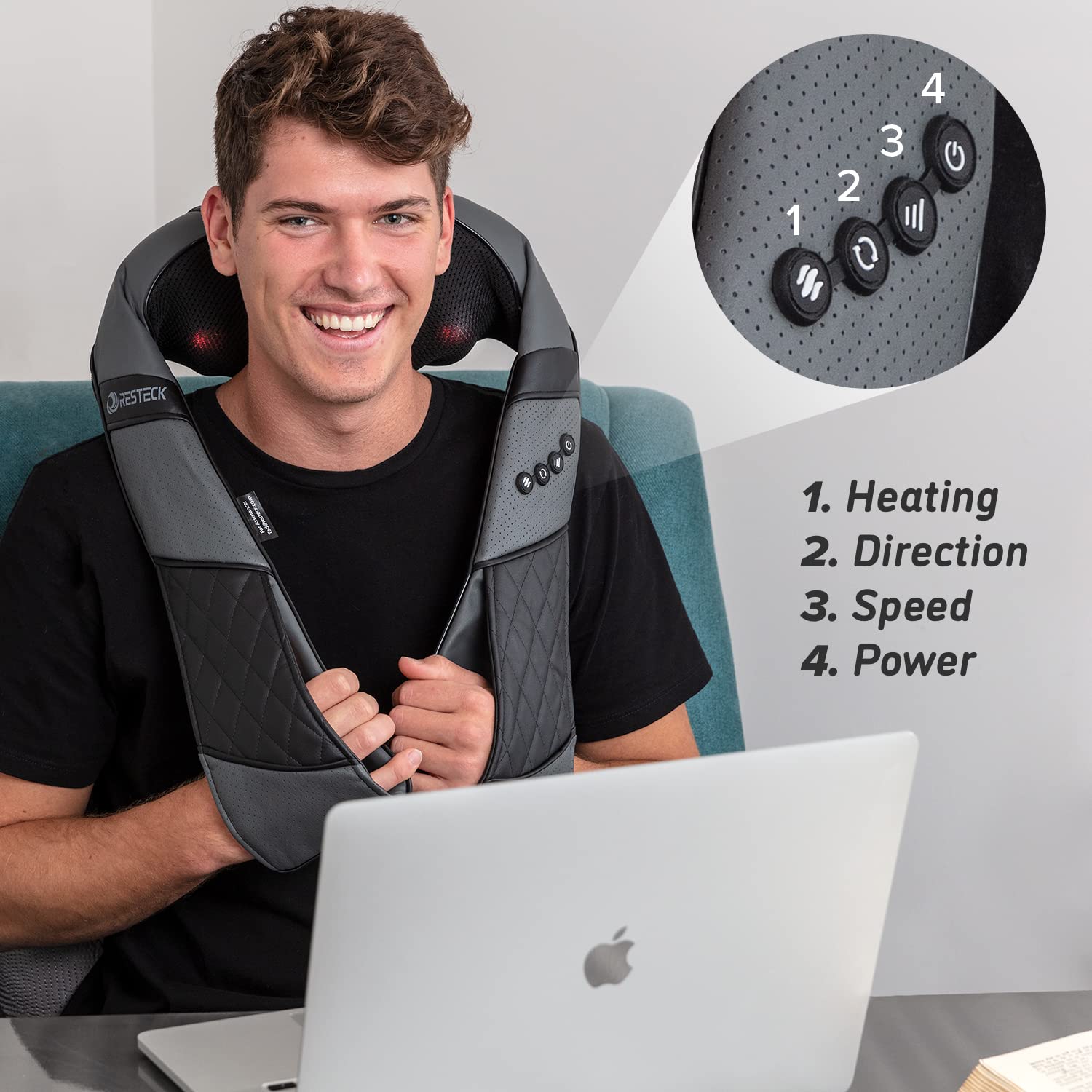 RESTECK Shiatsu Massager Pillow with Heat for Neck & Back

