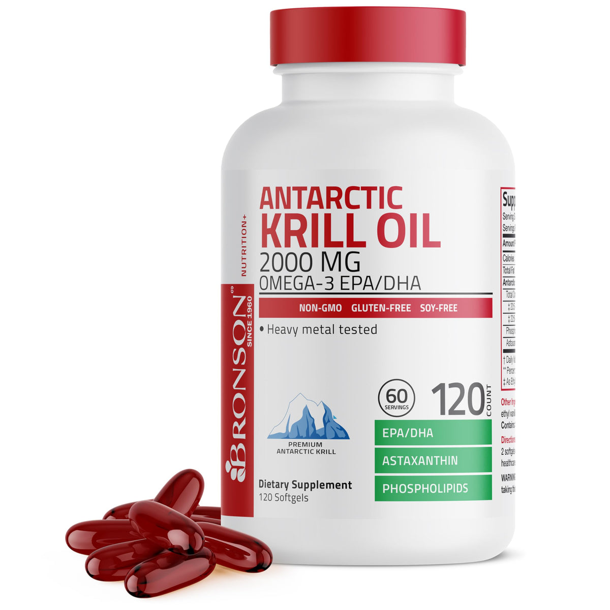 Bronson Antarctic Krill Oil with Omega-3 EPA/DHA, Astaxanthin & Phospholipids
