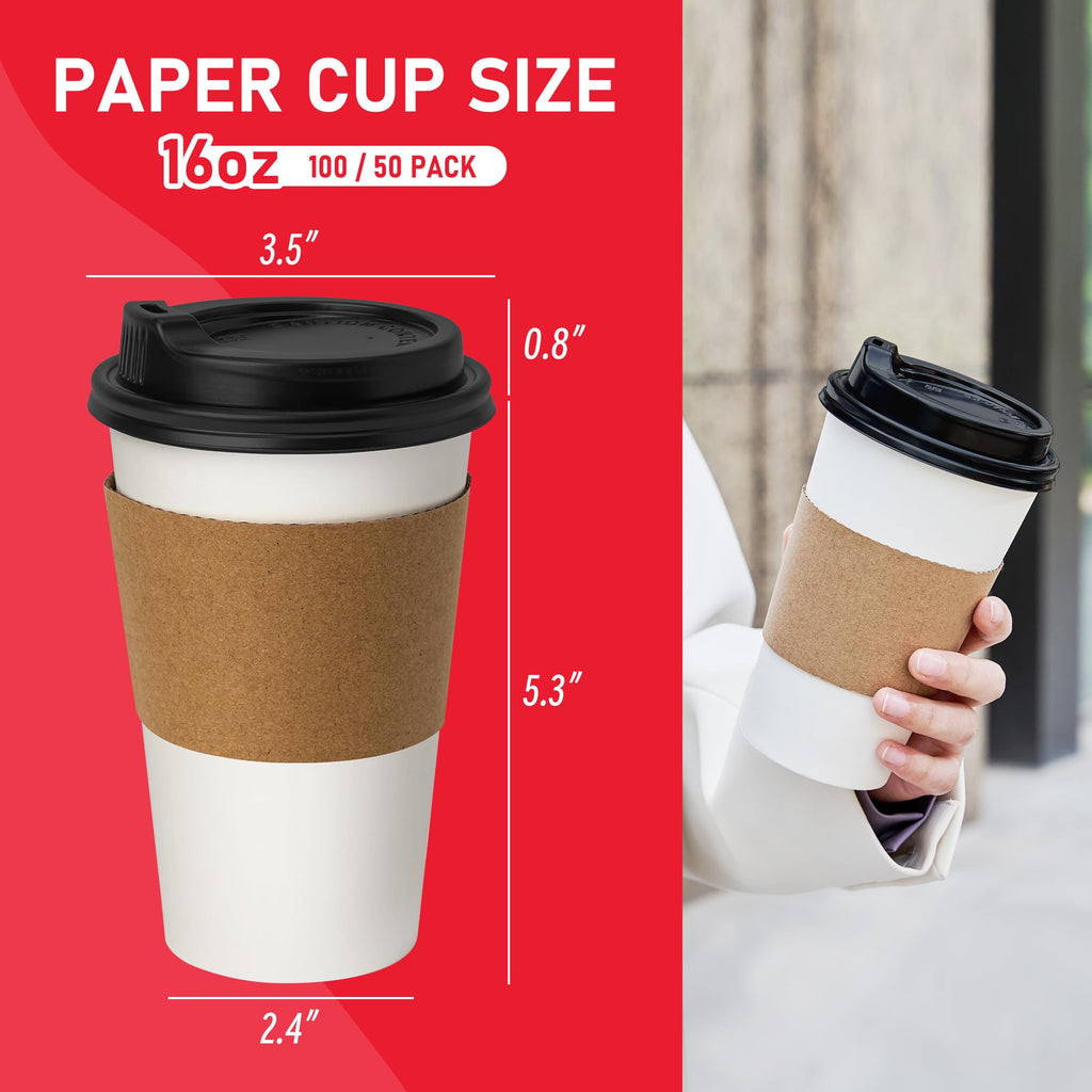 Paper Coffee Cups for Hot Beverages - Disposable To-Go Cups

