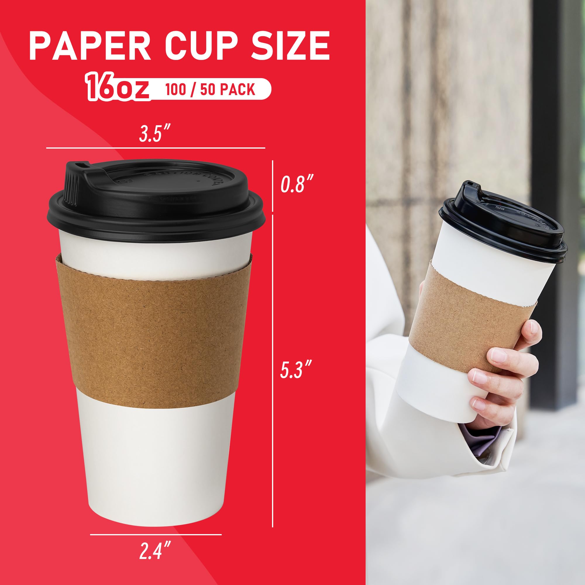 Paper Coffee Cups for Hot Beverages - Disposable To-Go Cups

