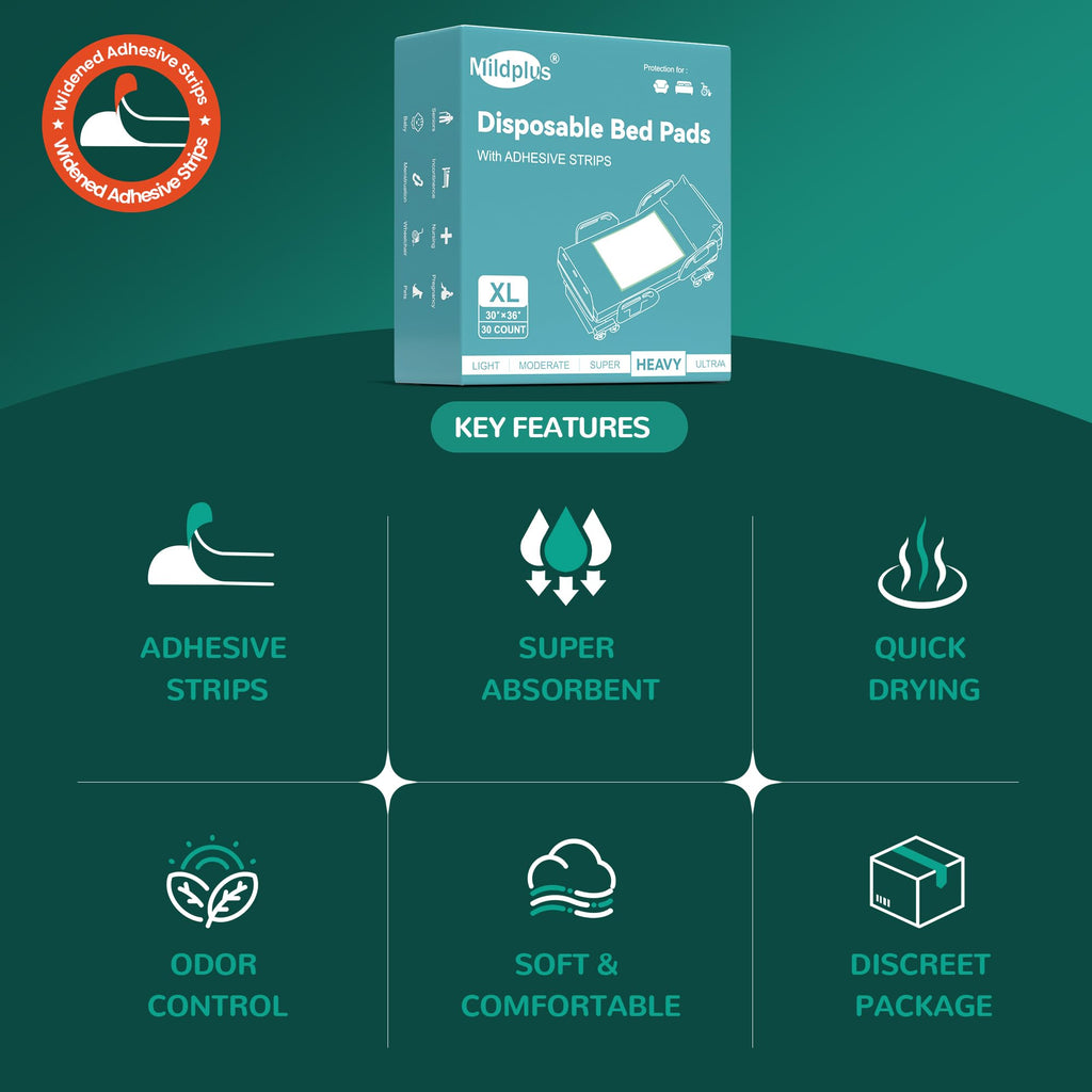 MILDPLUS Disposable Bed Pads for Incontinence

