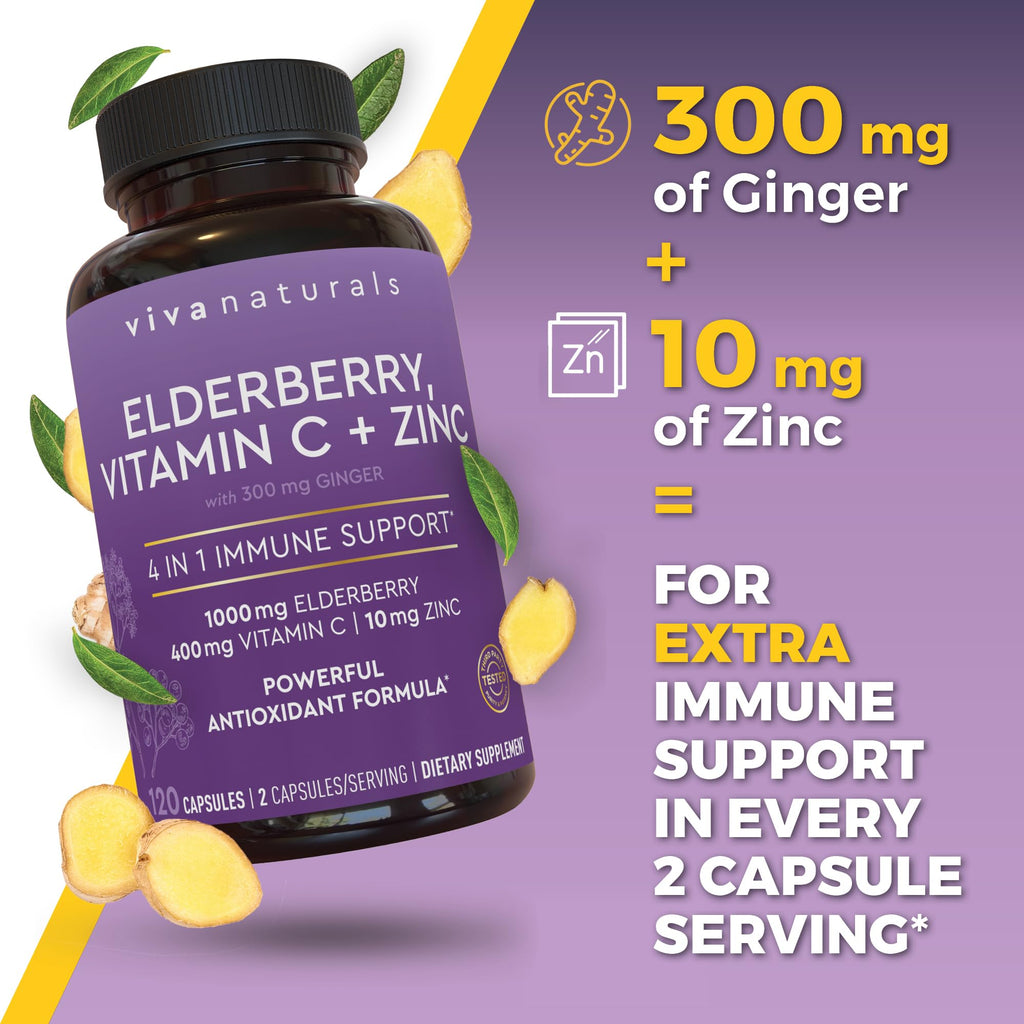 Viva Naturals Elderberry Immune Support Vitamin C & Zinc

