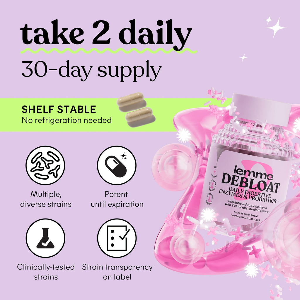 Lemme Debloat 3-in-1 Probiotic Digestive Enzymes

