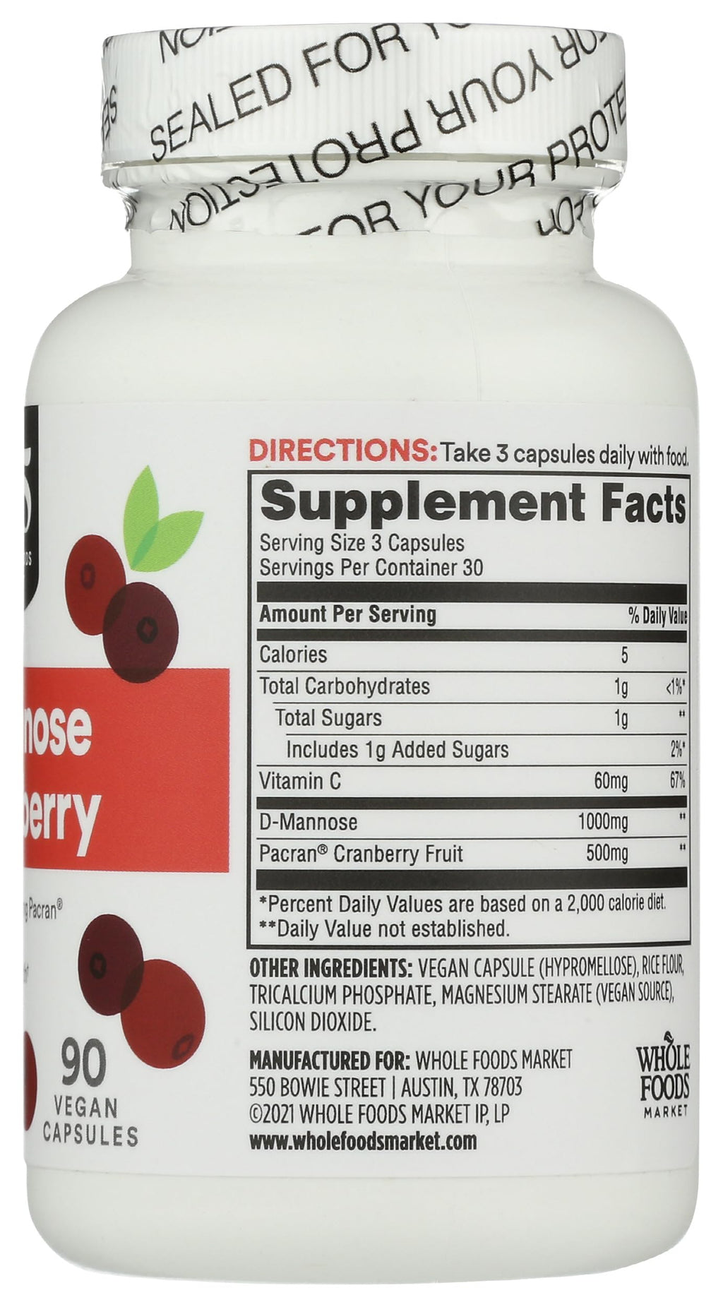 365 by Whole Foods Market D-Mannose Cranberry Urinary Health

