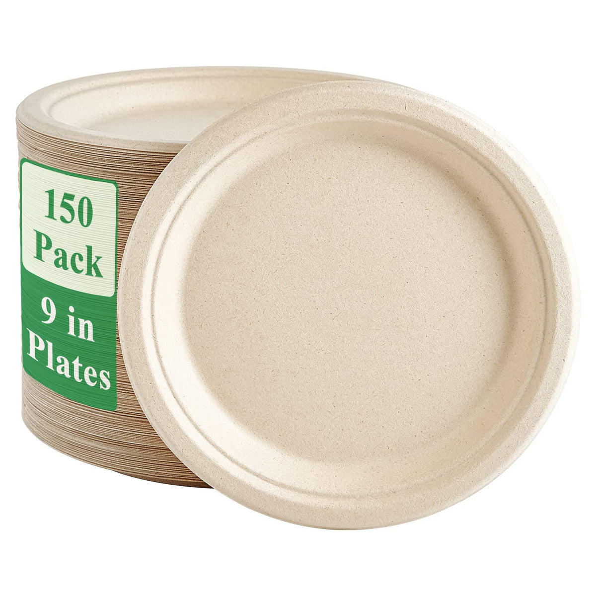 Vplus Bagasse Paper Plates – Compostable, Heavy-Duty Disposable Tableware