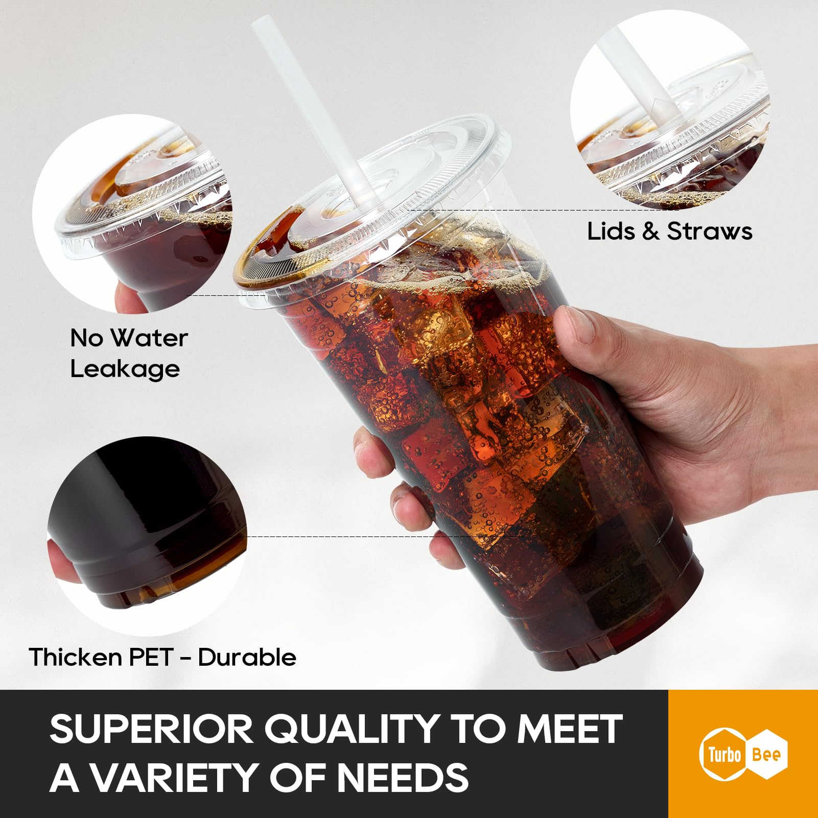 Turbo Bee Plastic Cups with Lids & Straws – To-Go Drinks

