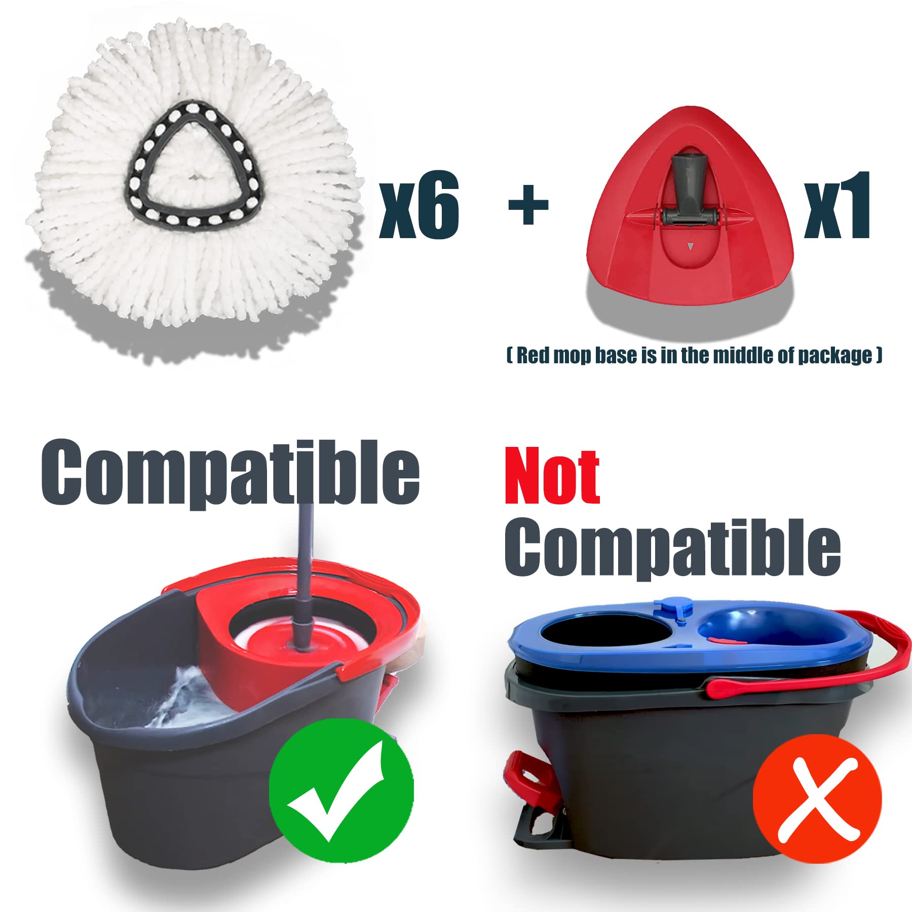 Homsis Mop Head Replacement for Spin Mops - Machine Washable

