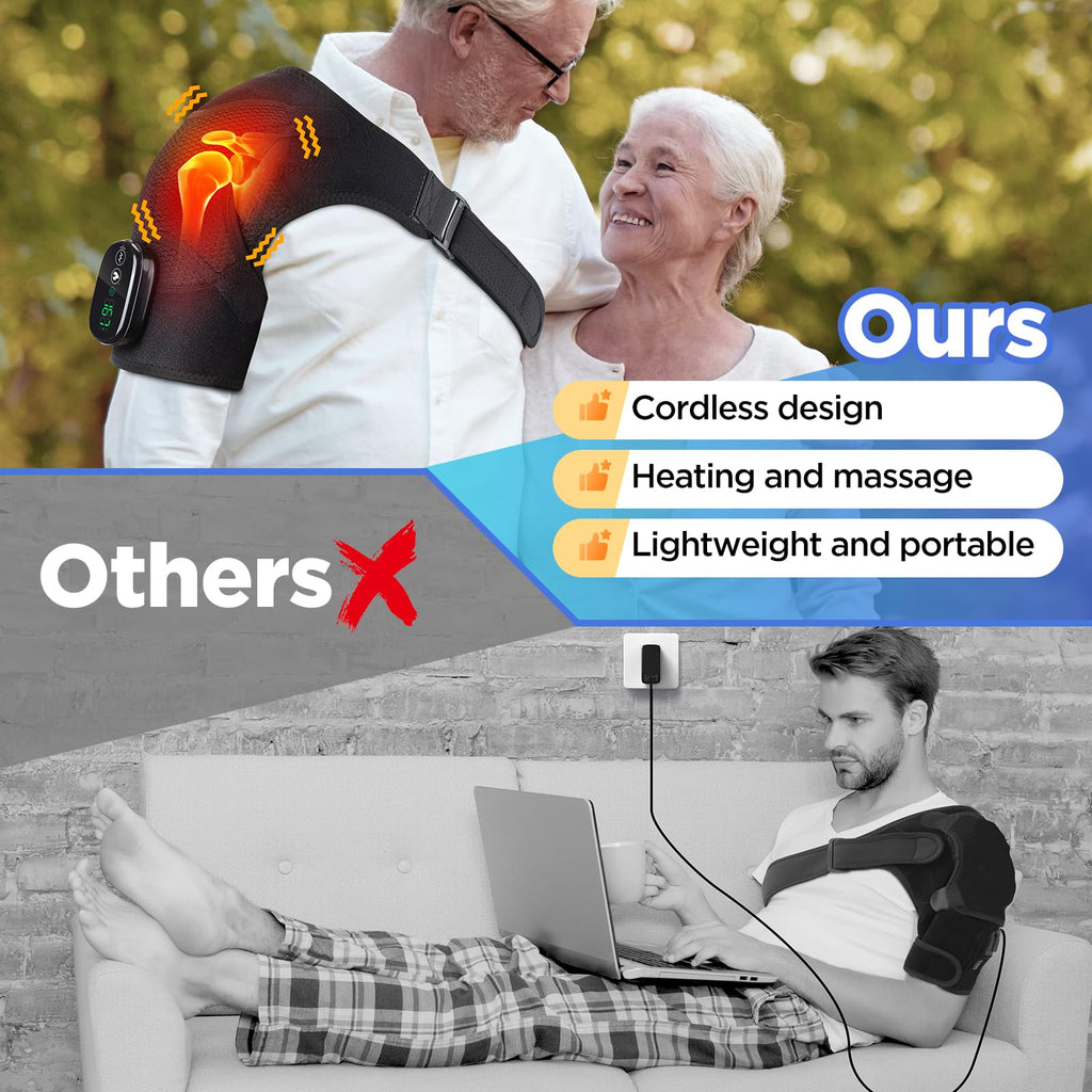 Cordless Shoulder Heating Pad & Massager | Heat & Vibration

