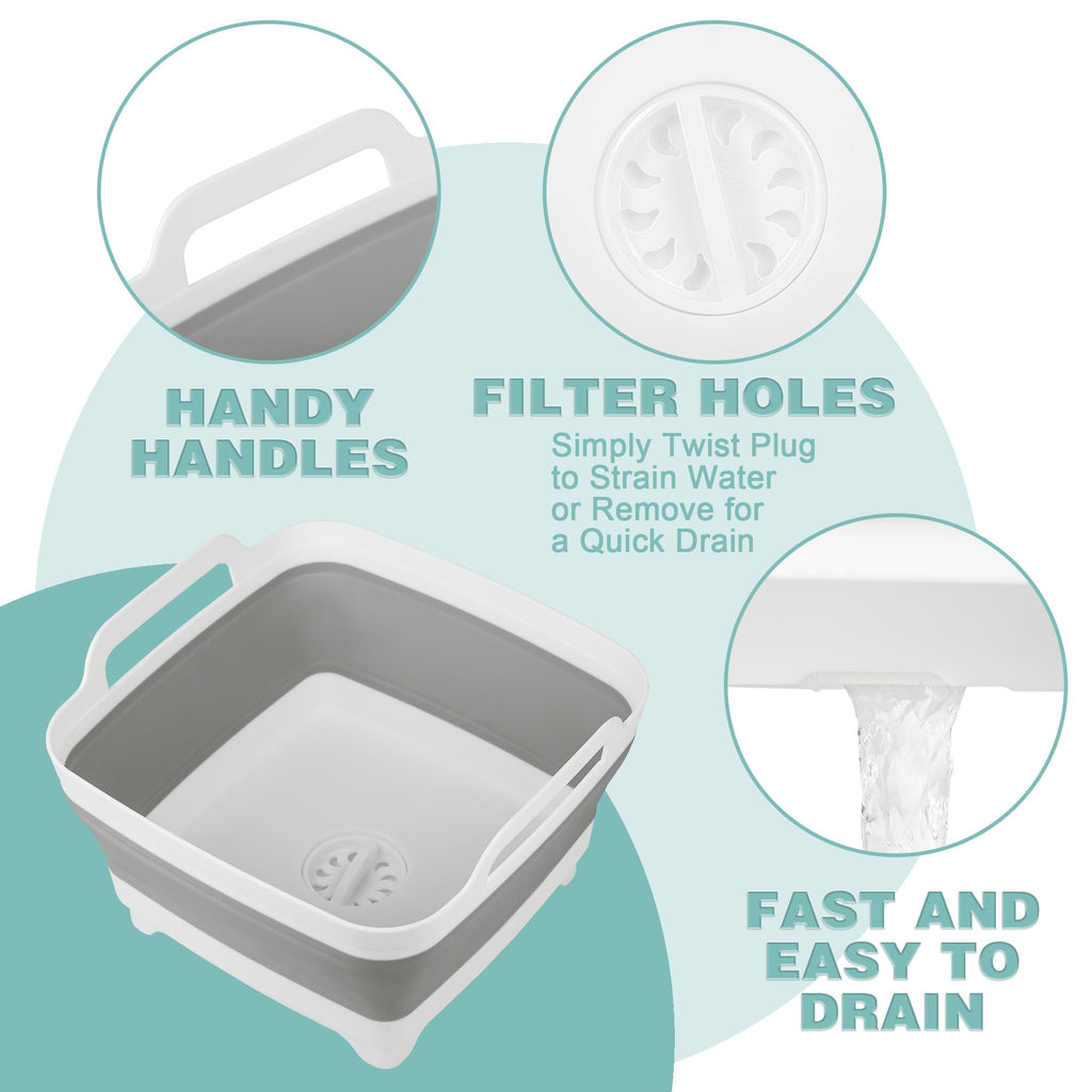 Collapsible Dishpan with Drain Plug – Portable Wash Basin

