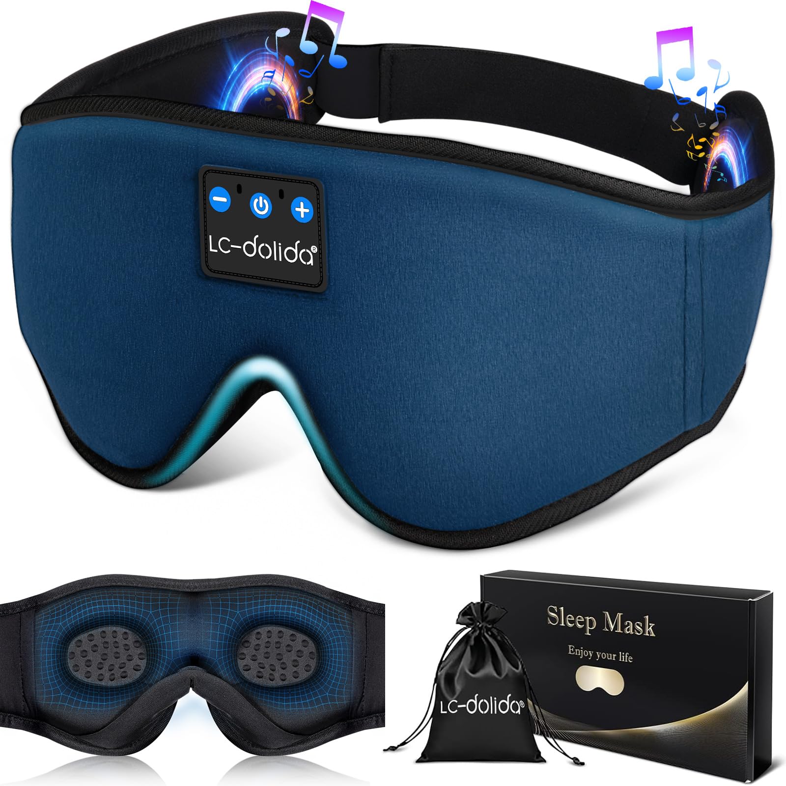 LC-dolida Sleep Headphones Eye Mask with Bluetooth Audio