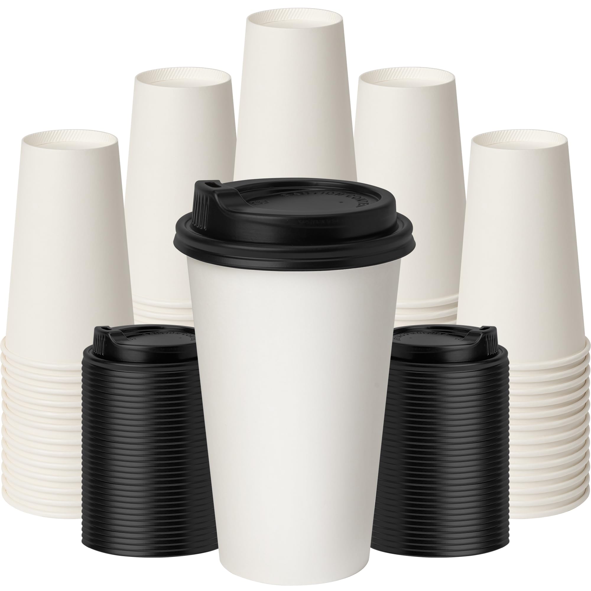 White Disposable Paper Cups for Hot Beverages with Rolled Rim