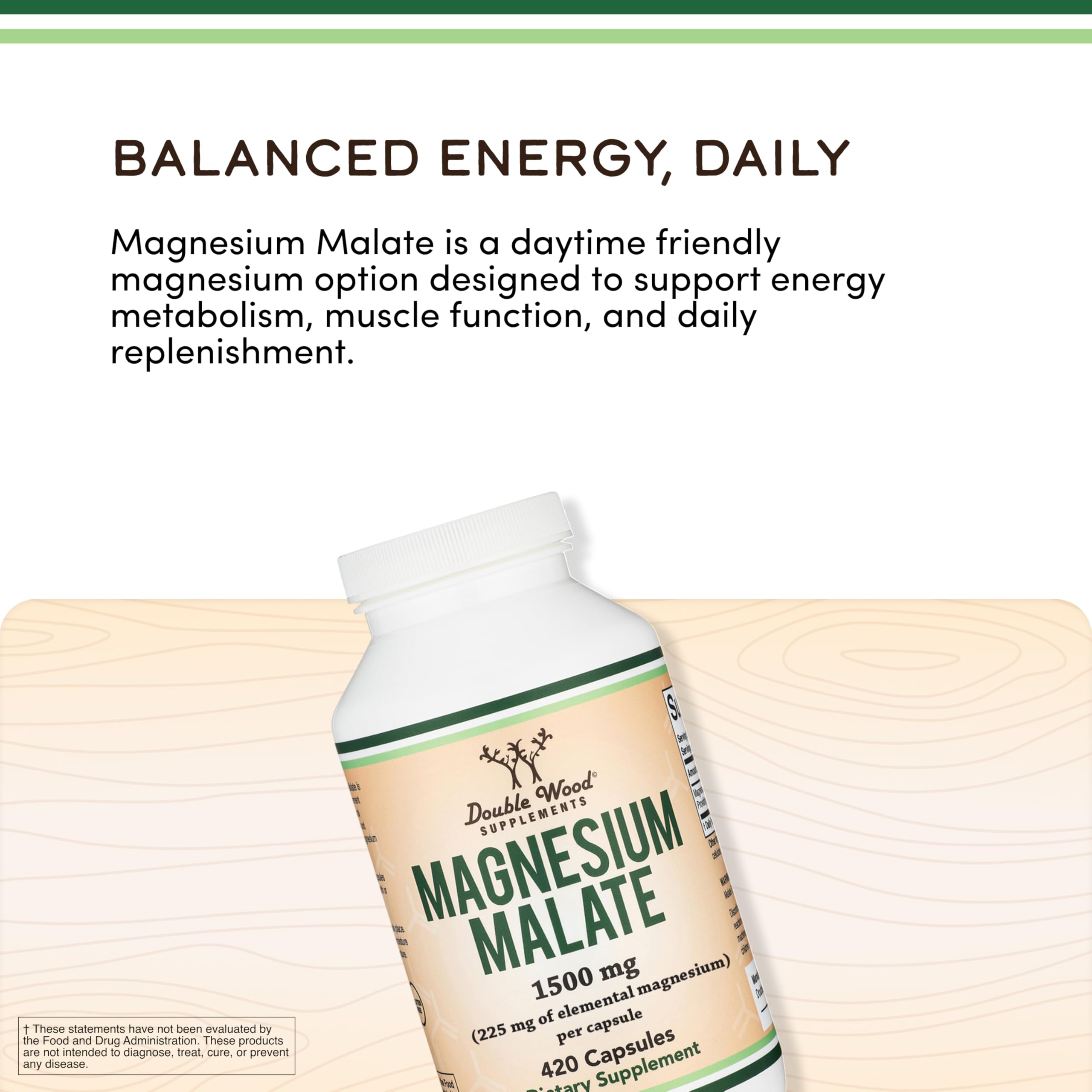 Double Wood Supplements Magnesium Malate Capsules - 1500 mg

