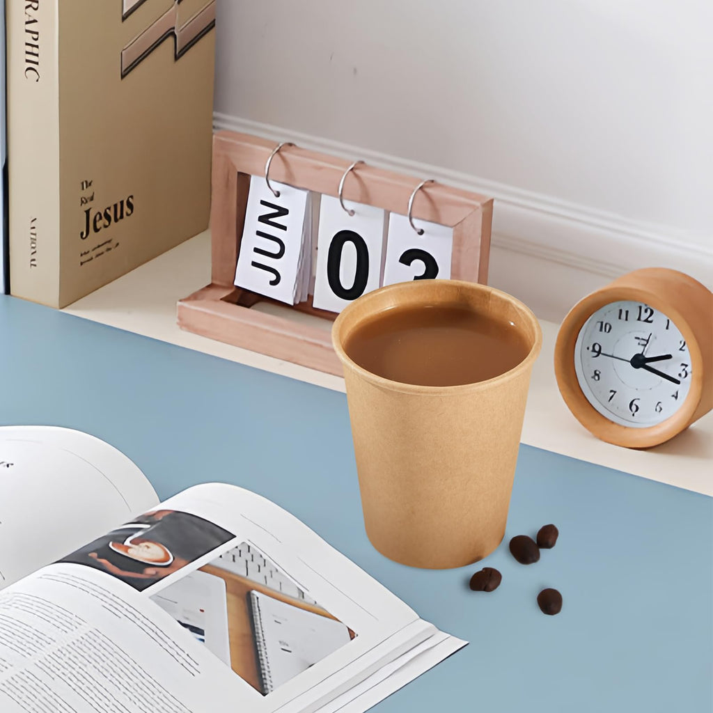 SIUQ Kraft Paper Cups Unbleached Disposable Drinking Cups|Leak-Proof

