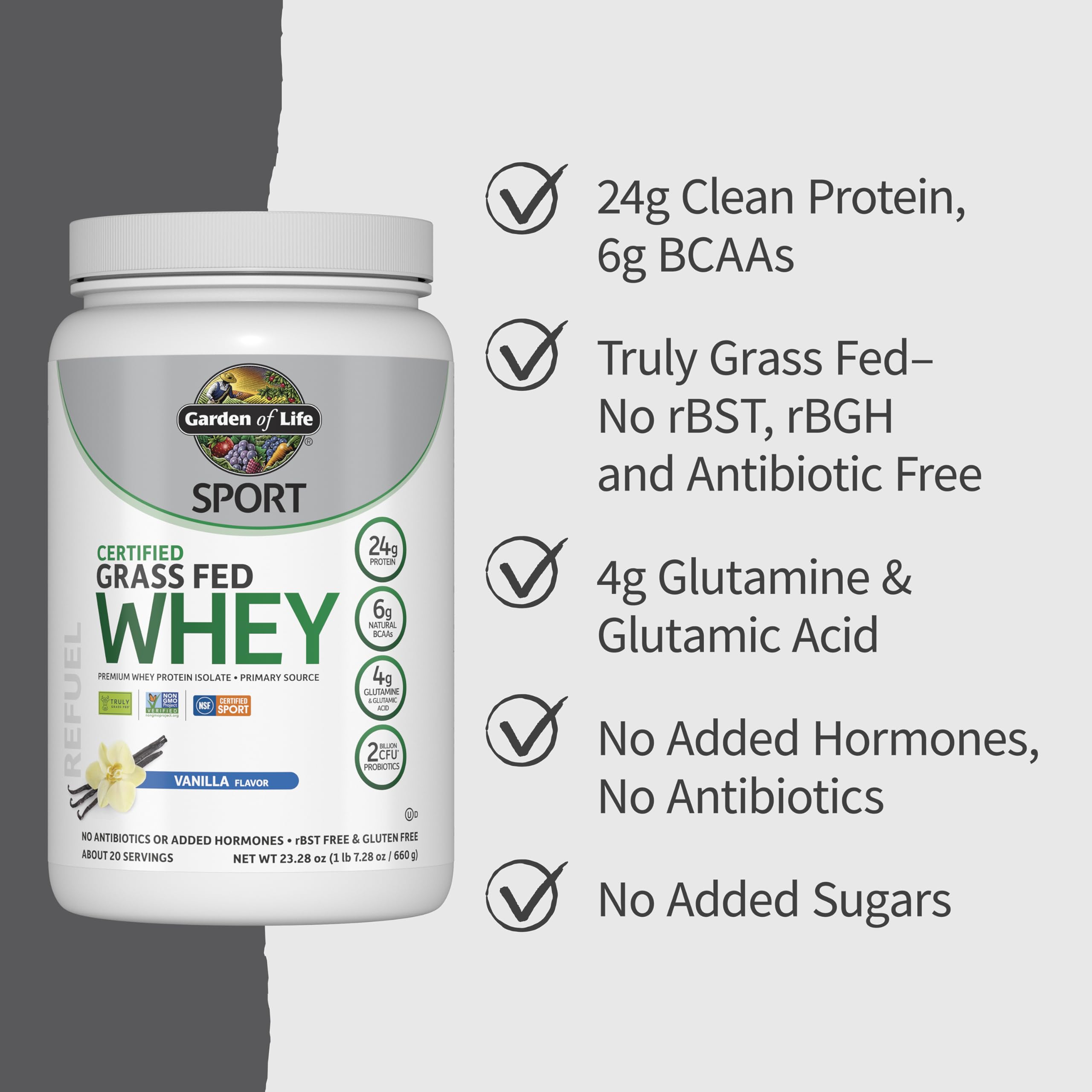 Garden of Life SPORT Whey Protein Powder Grass-Fed Isolate

