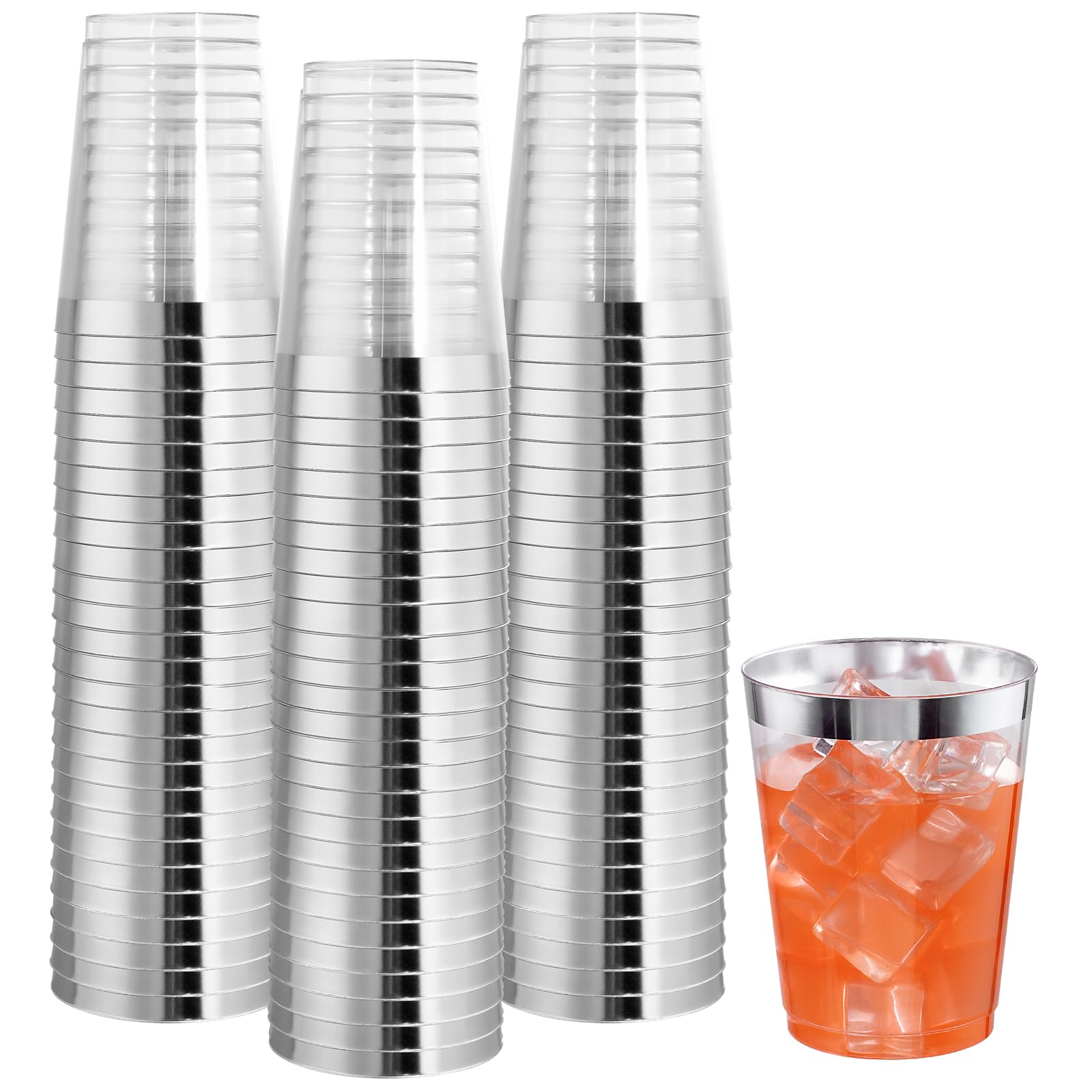 Decorative Rim Disposable Plastic Cups – BPA-Free, Food-Grade