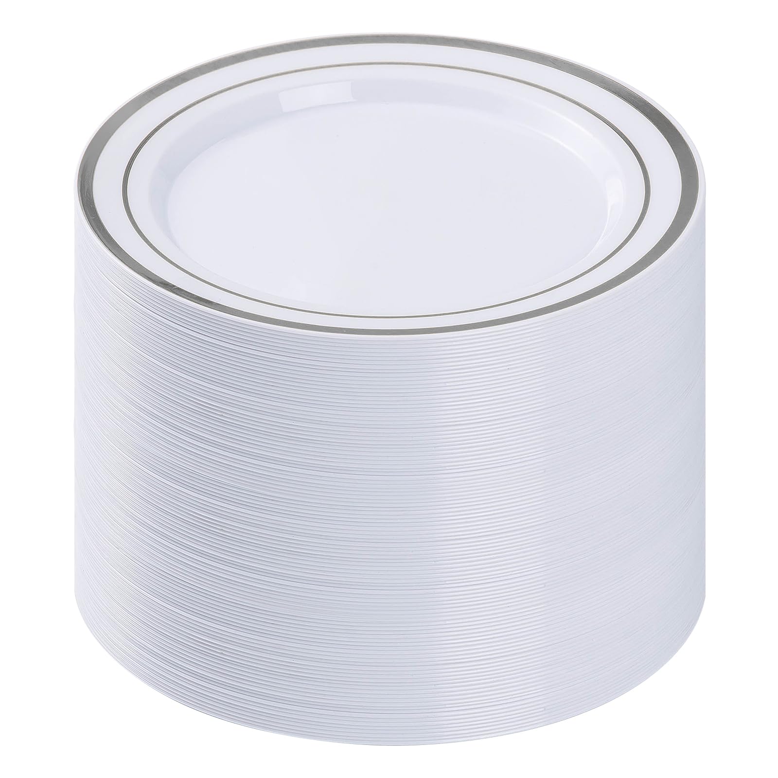 BESTVIP Disposable Plastic Plates with Rim

