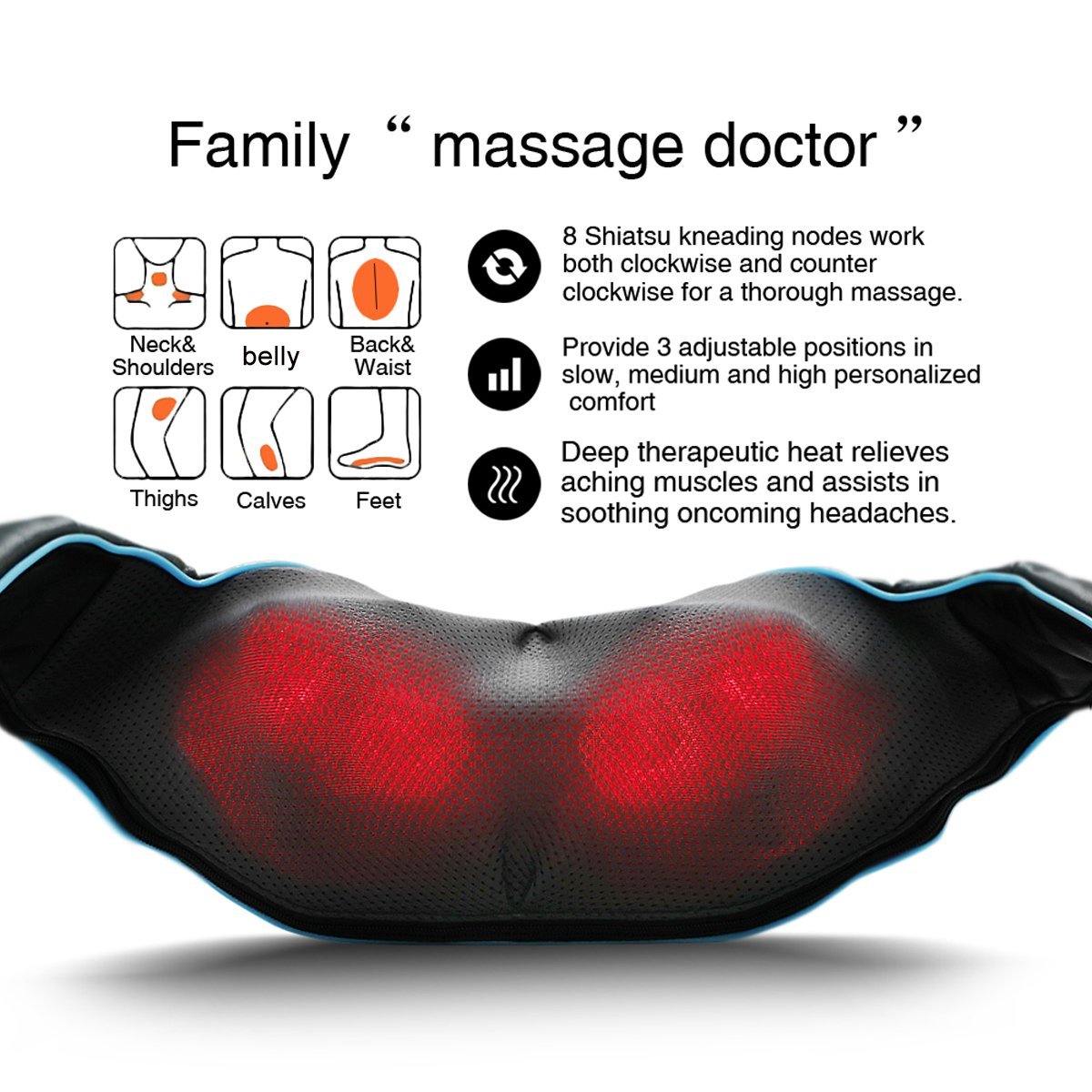 Mo Cuishle Shiatsu Massager with Heat | Deep Tissue Kneading

