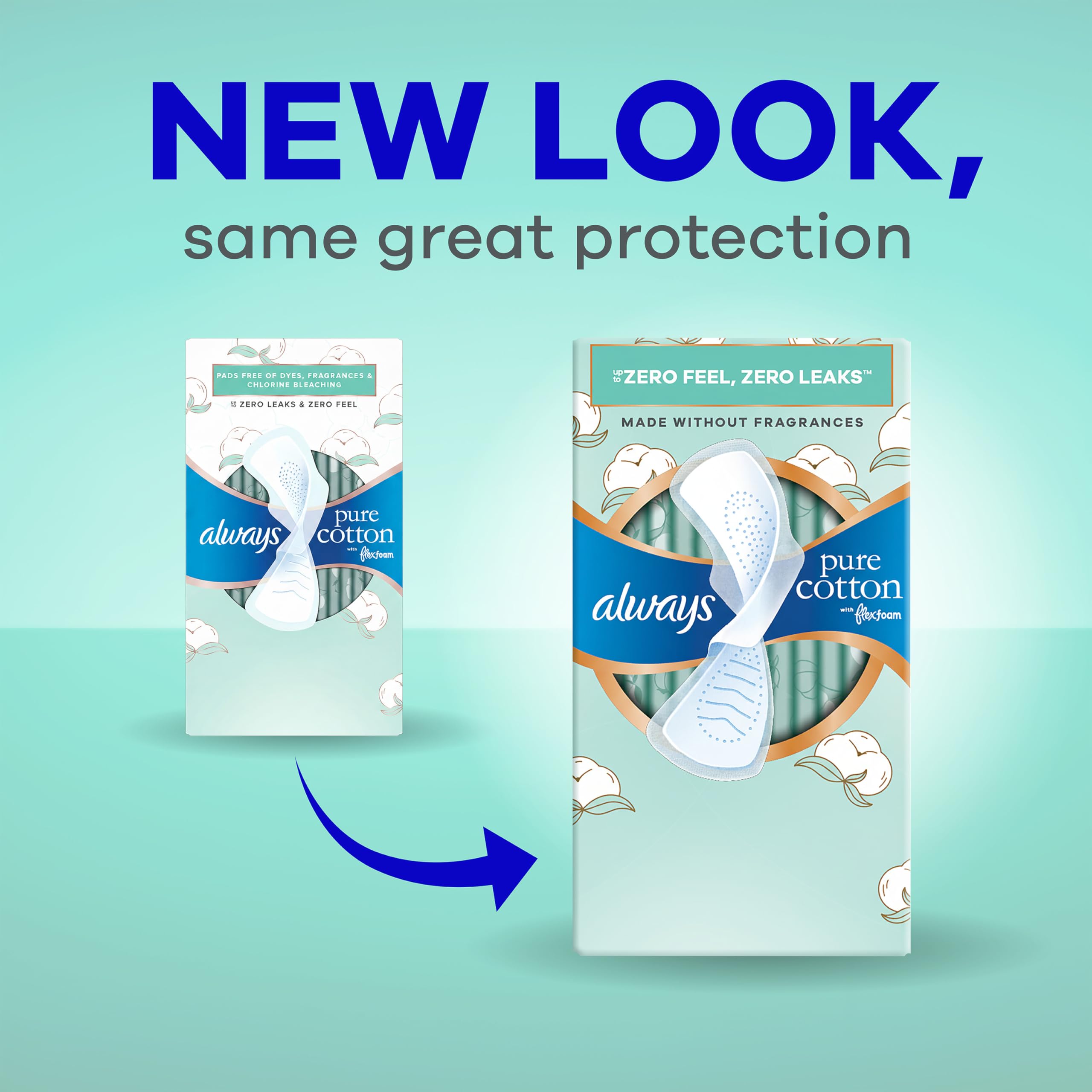 Pads Always Pure Cotton FlexFoam Unscented with Wings

