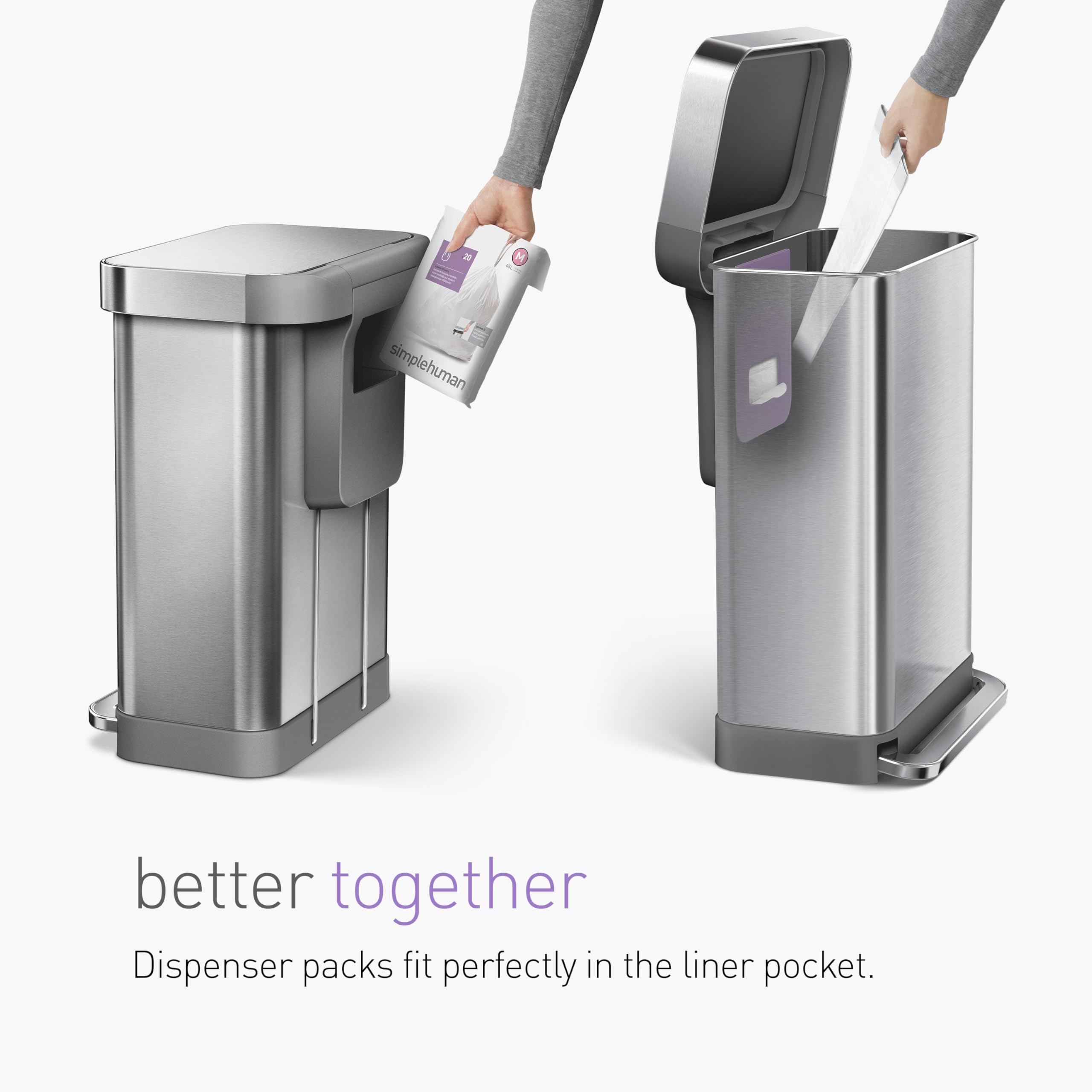 simplehuman Code J Custom Fit Liners for Kitchen Trash Cans

