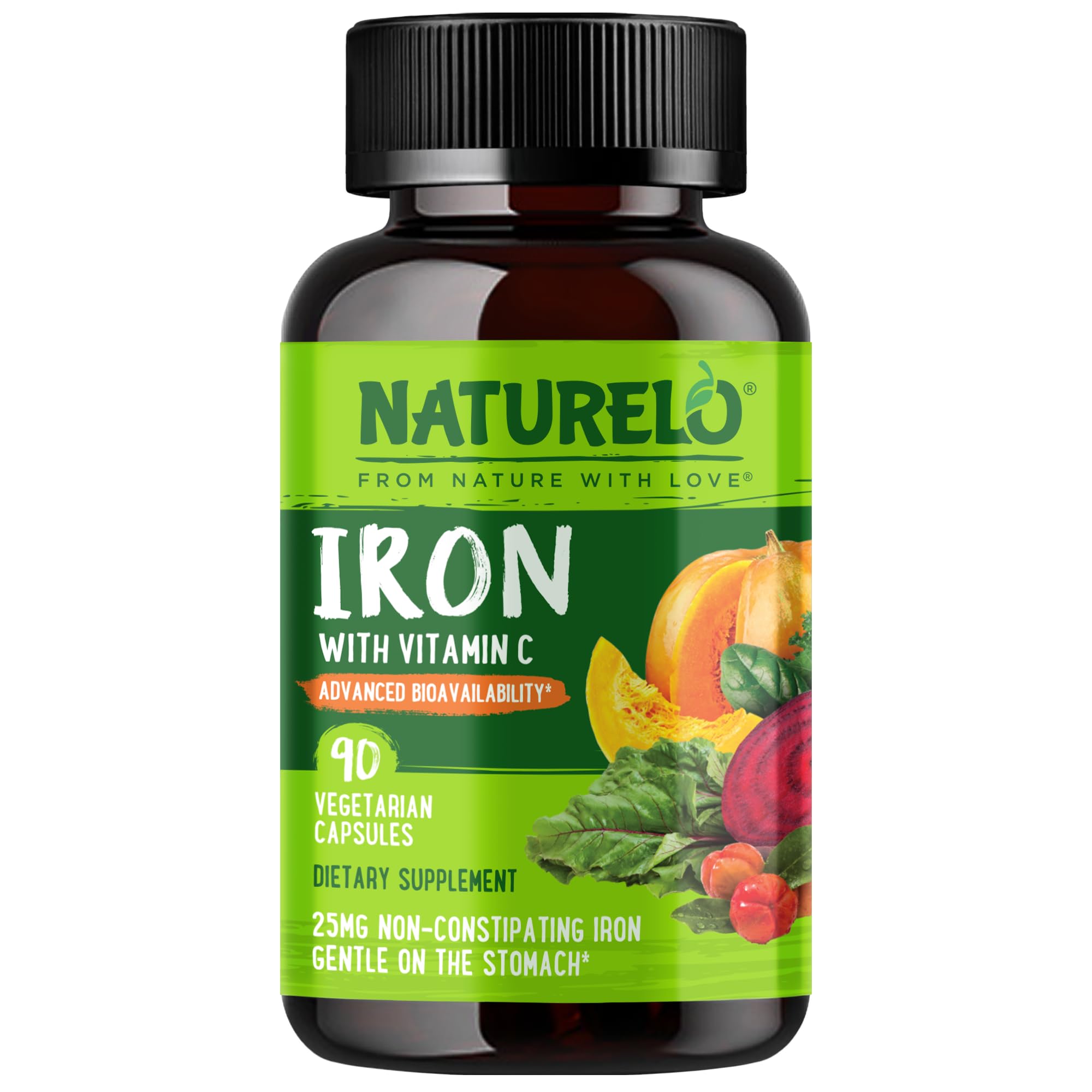 Naturelo Vegan Iron Supplement with Vitamin C

