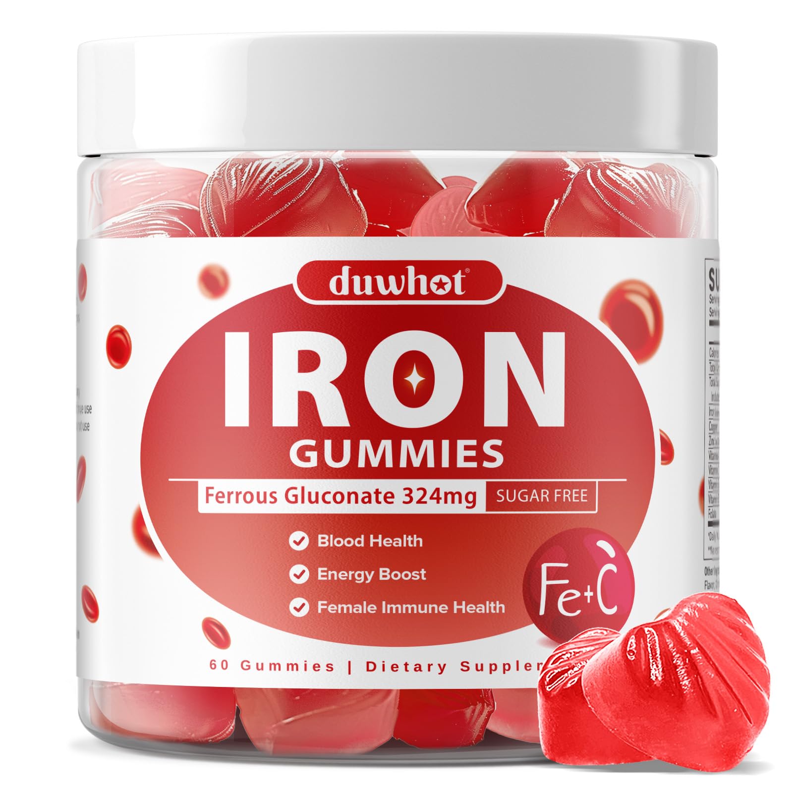 Iron Gummies for Women and Teens | Ferrous Gluconate 324 mg

