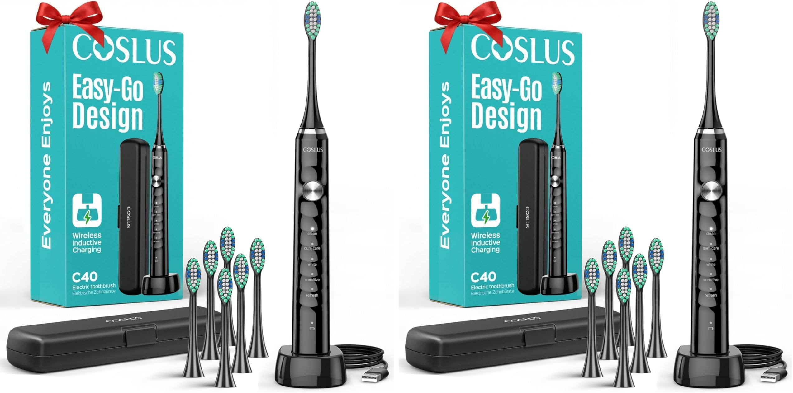 COSLUS C40 Sonic Electric Toothbrush for Adults – 47,000 VPM, 5 Modes, Travel Case