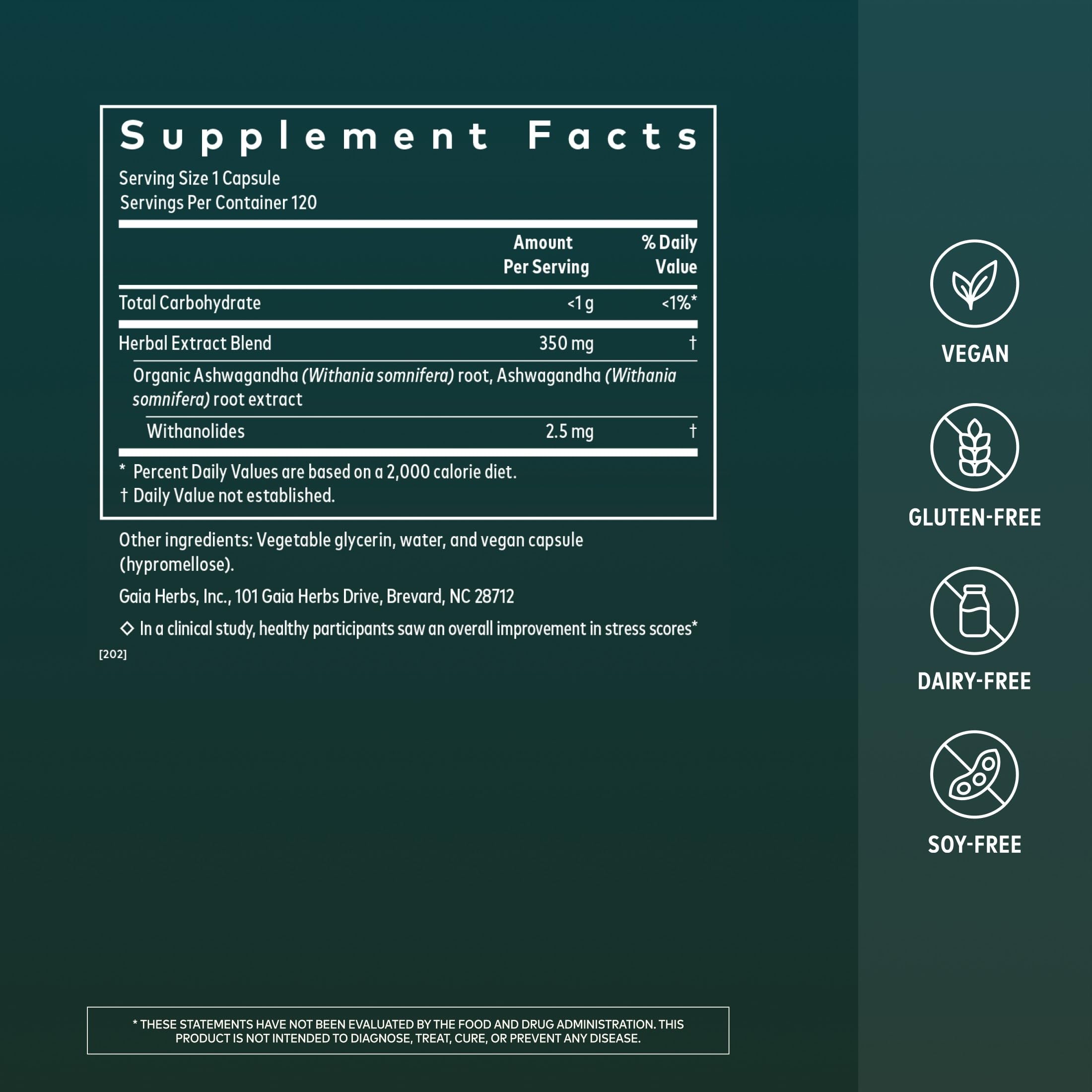 Gaia Herbs Ashwagandha Root 350 mg – Stress Support


