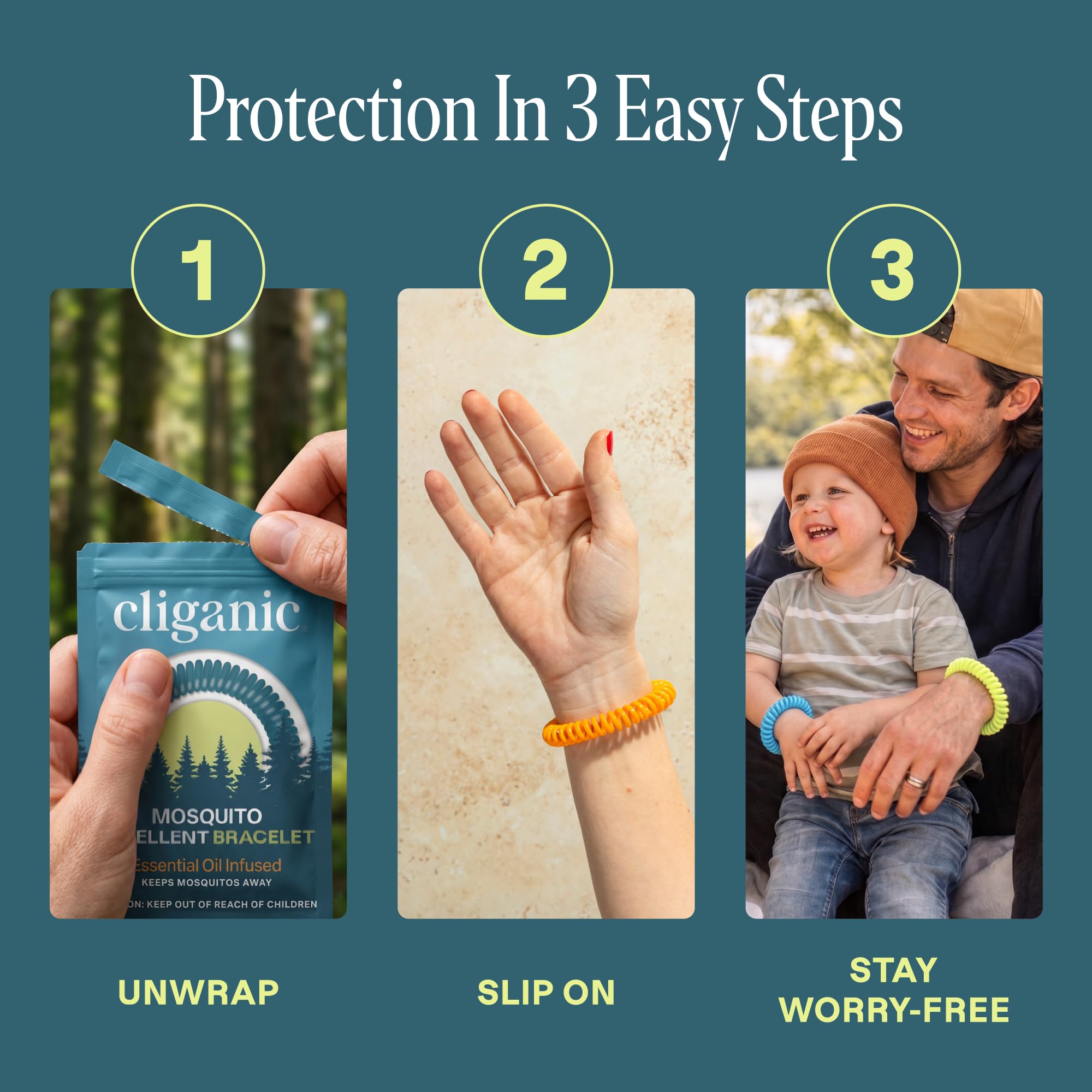 Cliganic Mosquito Bracelets - DEET-Free & Plant-Based

