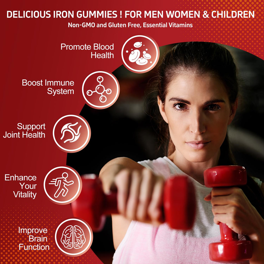 ZHPHK Iron Gummies – 65mg Iron with Folate, Gluten-Free

