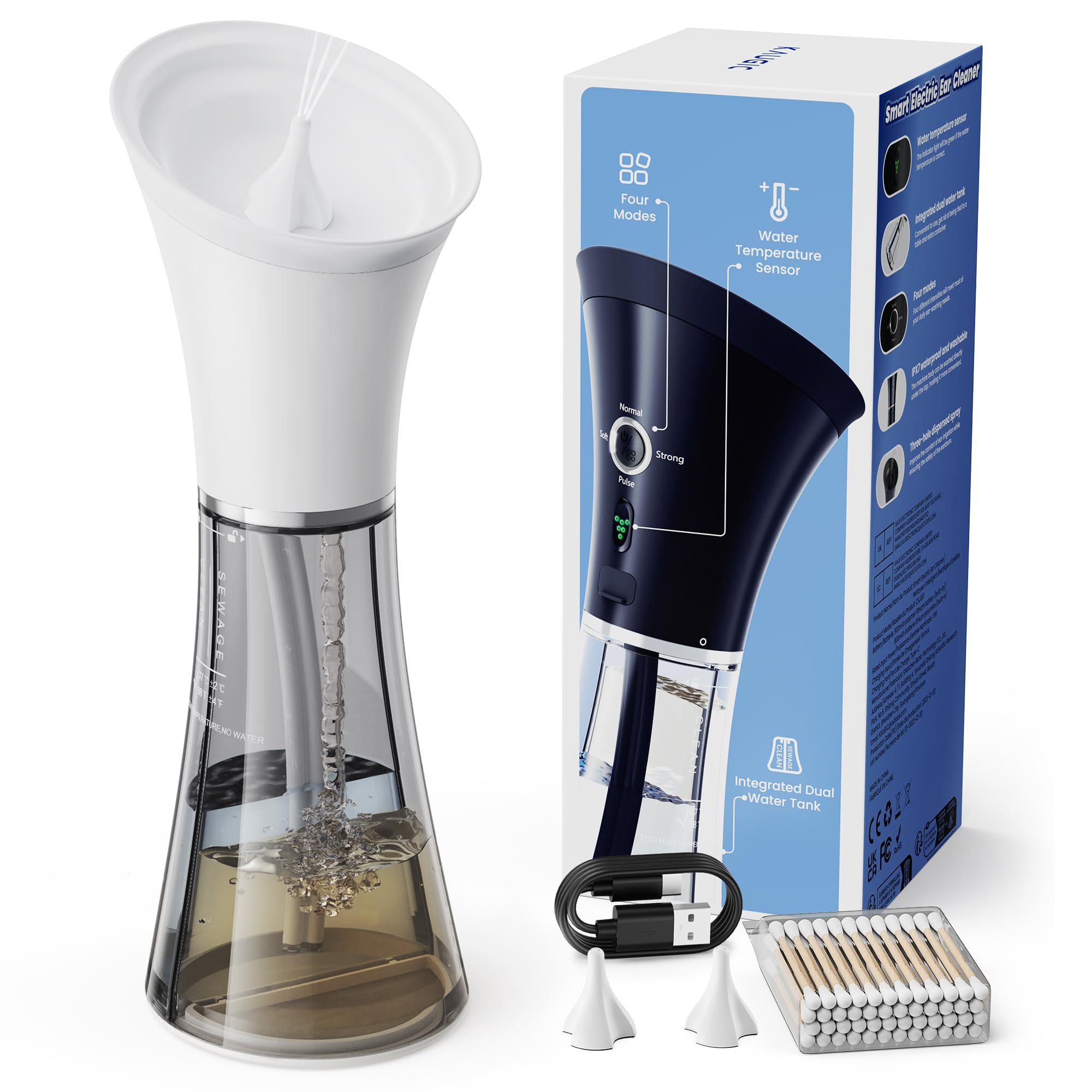 KAUGIC Upgraded Ear Wax Remover with One-Piece Tank and Water Temp Sensor