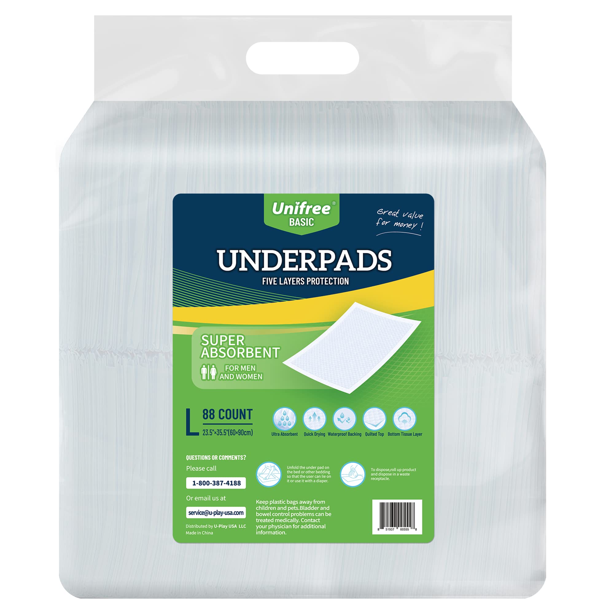 Unifree Disposable Underpads: Soft, Super Absorbent Waterproof Bed Pads