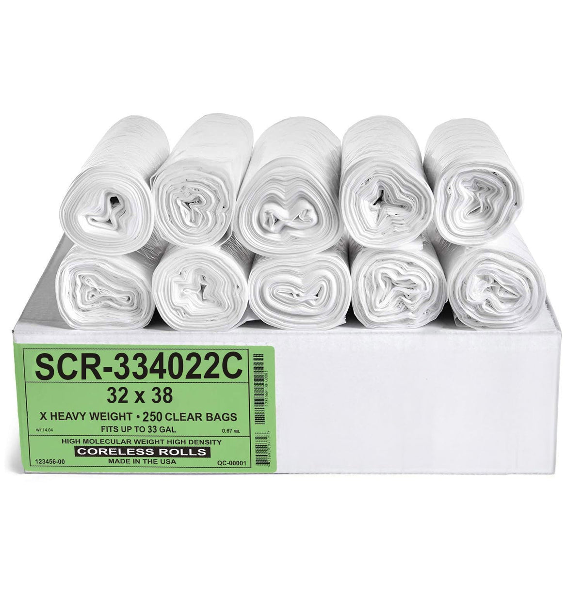 Aluf Plastics High-Density Trash Bags, Coreless Roll