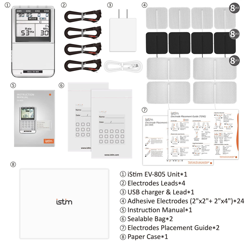 iSTIM EV-805 TENS EMS Combo Machine Rechargeable

