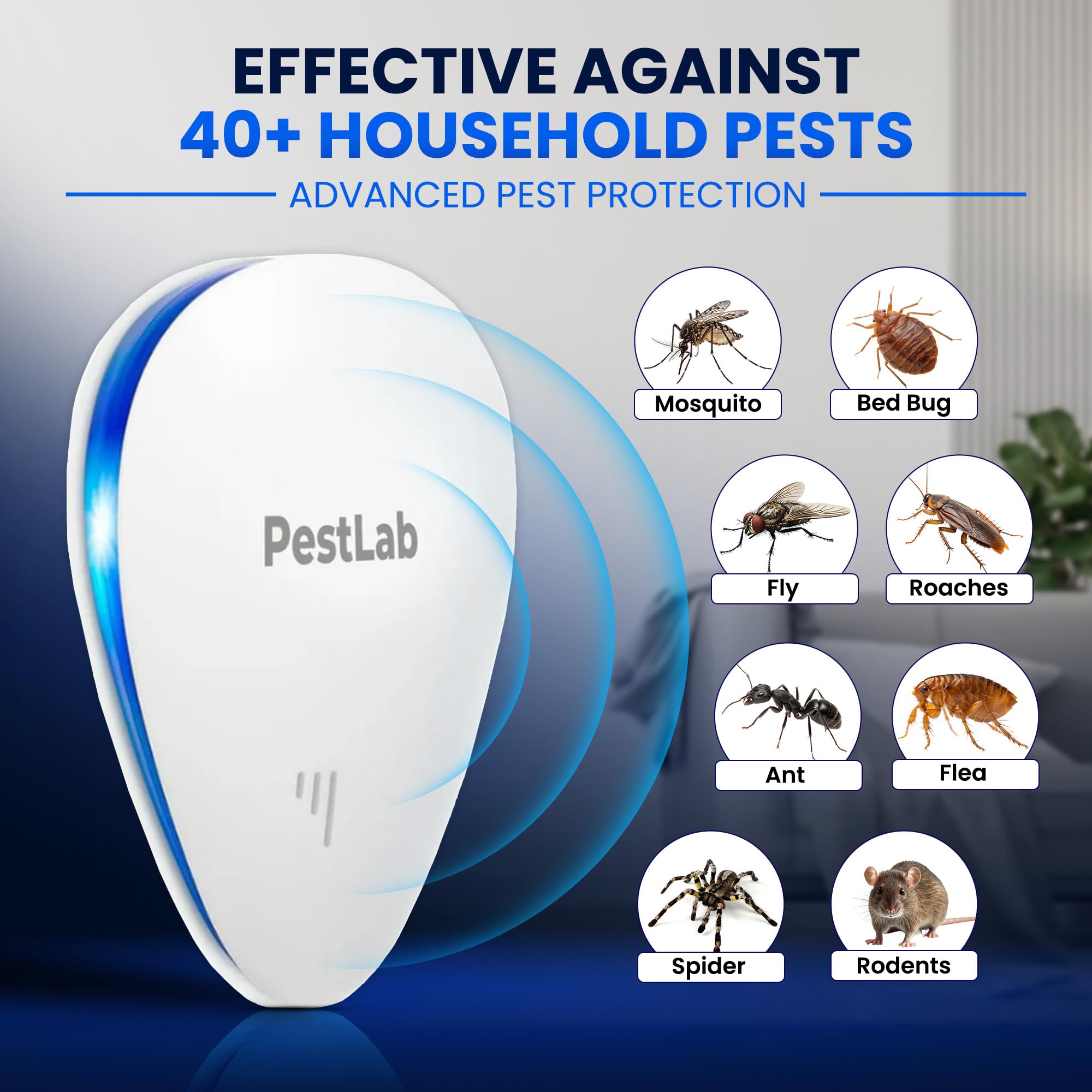 PestLab Ultrasonic Pest Repeller 300 Sq Ft Coverage

